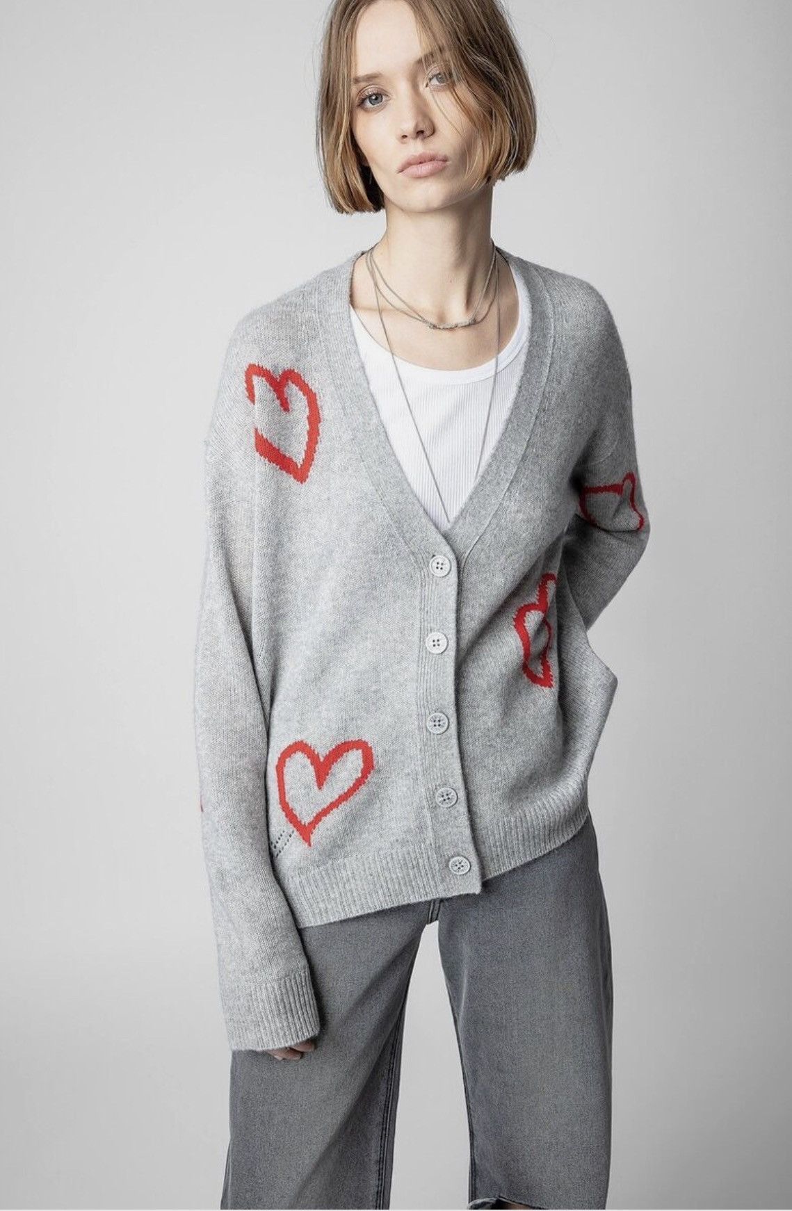 Designer × Zadig & Voltaire Zadig & Voltaire 100% cashmere Mirka Heart cardigan sweater Size M / US 6-8 / IT 42-44 - 6 Thumbnail
