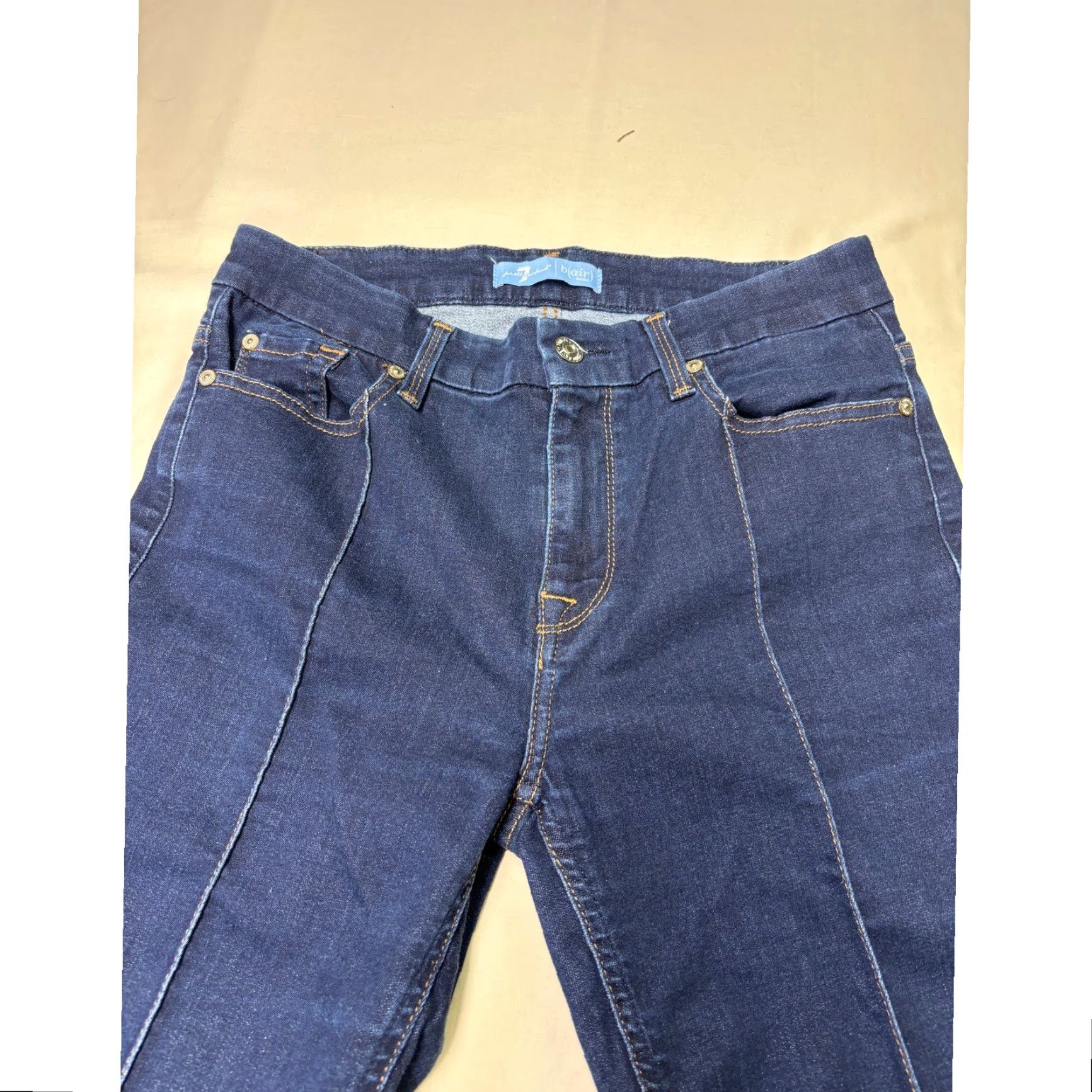 7 For All Mankind 7 For All Mankind Jeans b(air) Denim Front Seam Straight Leg Indigo Blue 29x27 Womens Jeans Size 29" - 2 Thumbnail