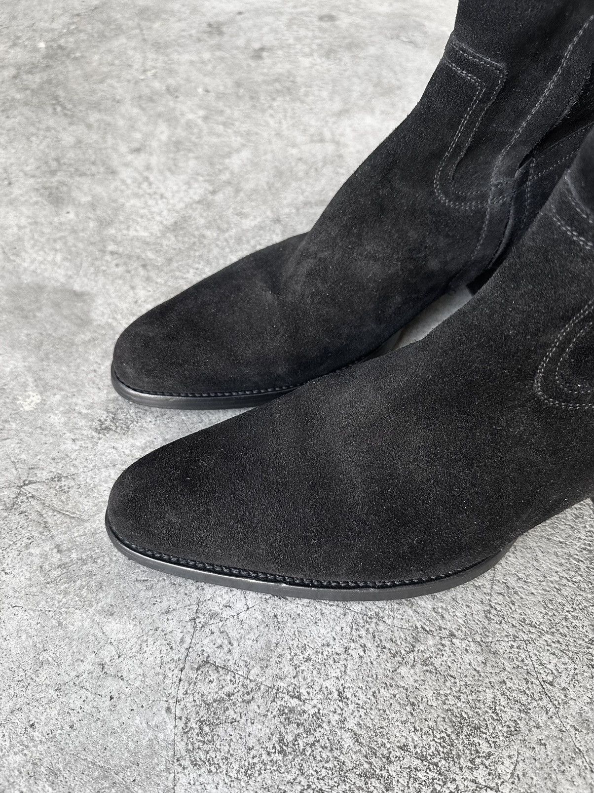 Dior AW05 Dior Homme Black Suede Side Zip Western Boots Size US 11 / EU 44 - 6 Thumbnail