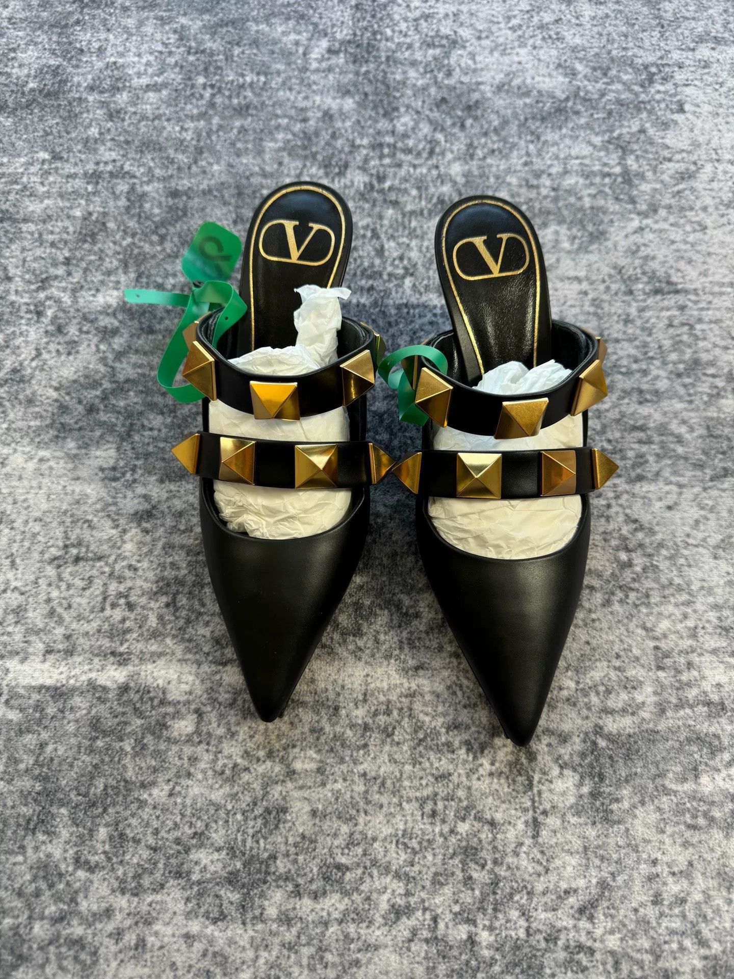 Valentino Valentino Black Gold Studded High Heels Size US 4.5 / IT 34.5 - 1 Thumbnail