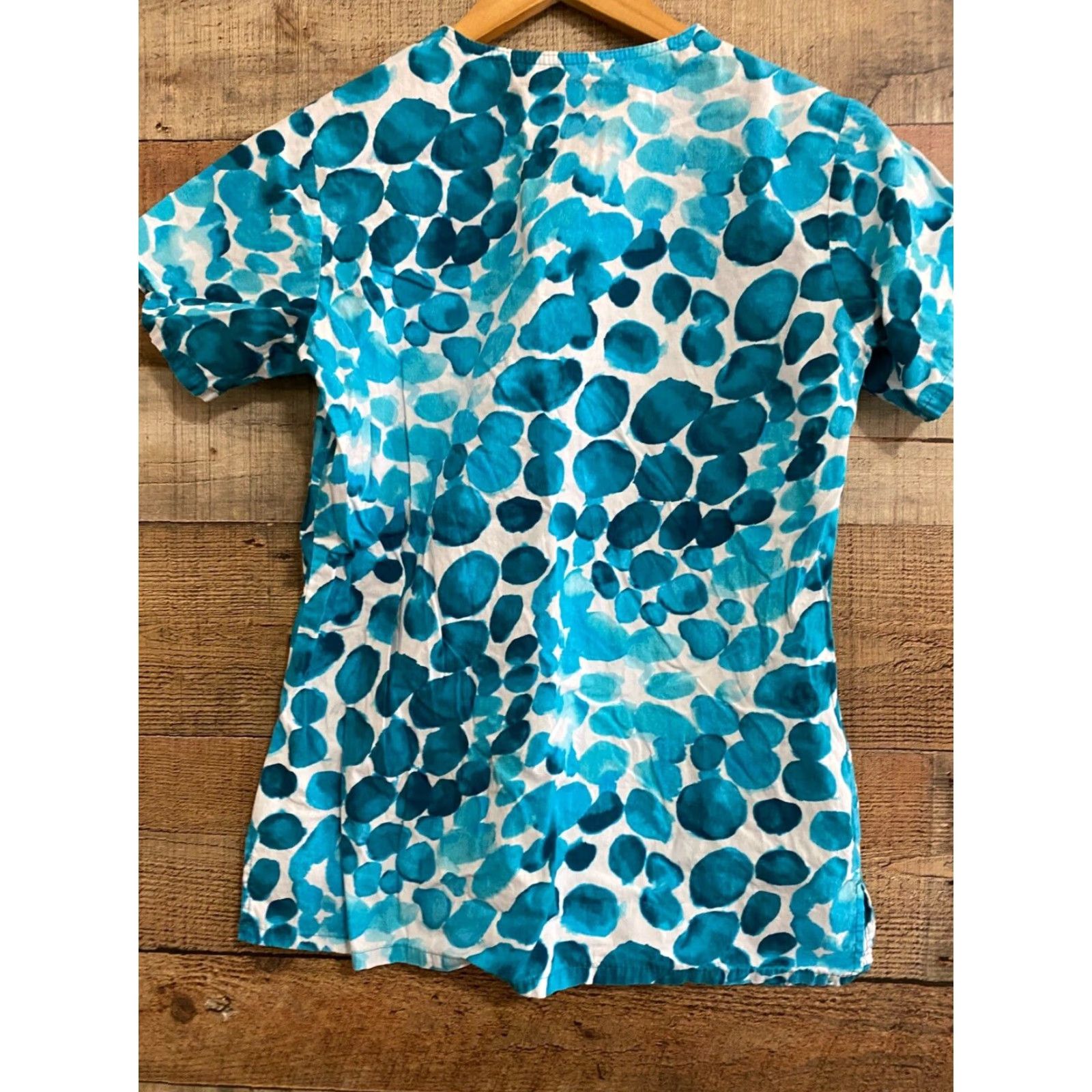 Kiton BIO BRING IT ON Scrub Top Women S Blue and white dots Patterned 100% Cotton Size US S / EU 44-46 / 1 - 3 Thumbnail