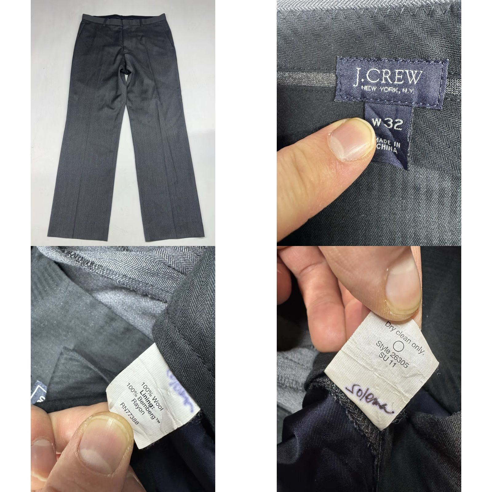 J.Crew J.CREW Ludlow Herringbone Gray 2 Piece Suit Set 42R Pants 32x29 Wool Italian Wool Gray Mens Suit Size 42R - 9 Thumbnail