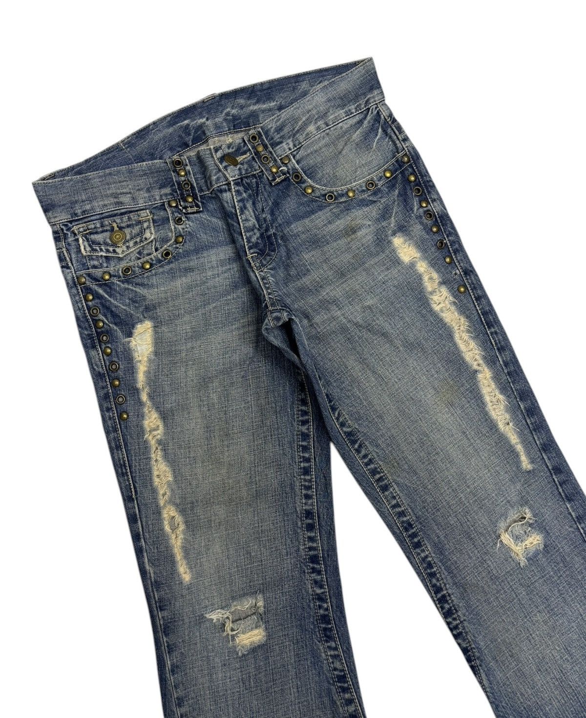 Tornado Mart Tornado Mart Pierced Lace Flared Jeans Distressed Denim Size 32" / US 10 / IT 46 - 7 Thumbnail