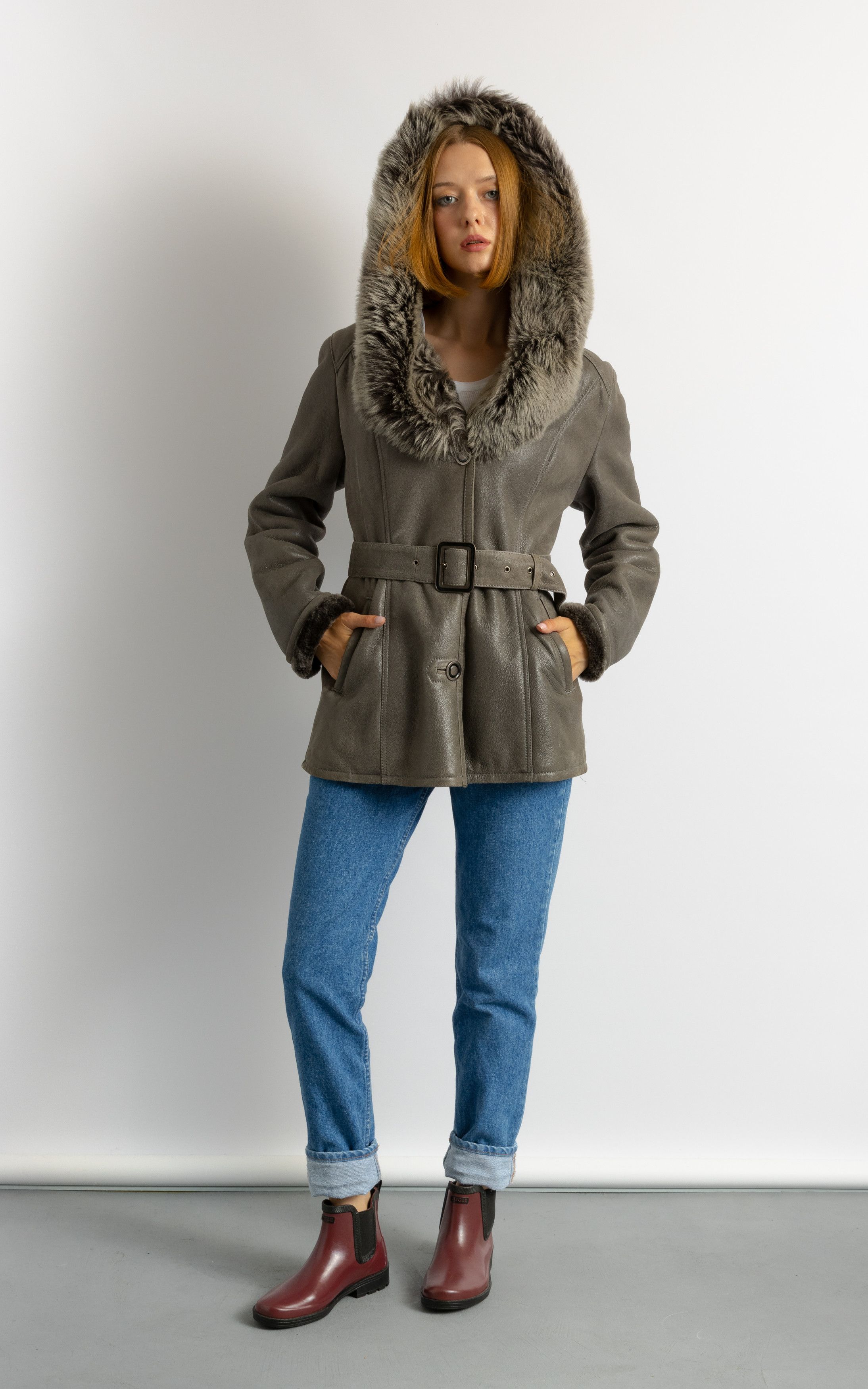 Vintage Women Sheepskin Leather Coat 80s, Size M 5926 Size M / US 6-8 / IT 42-44 - 4 Thumbnail