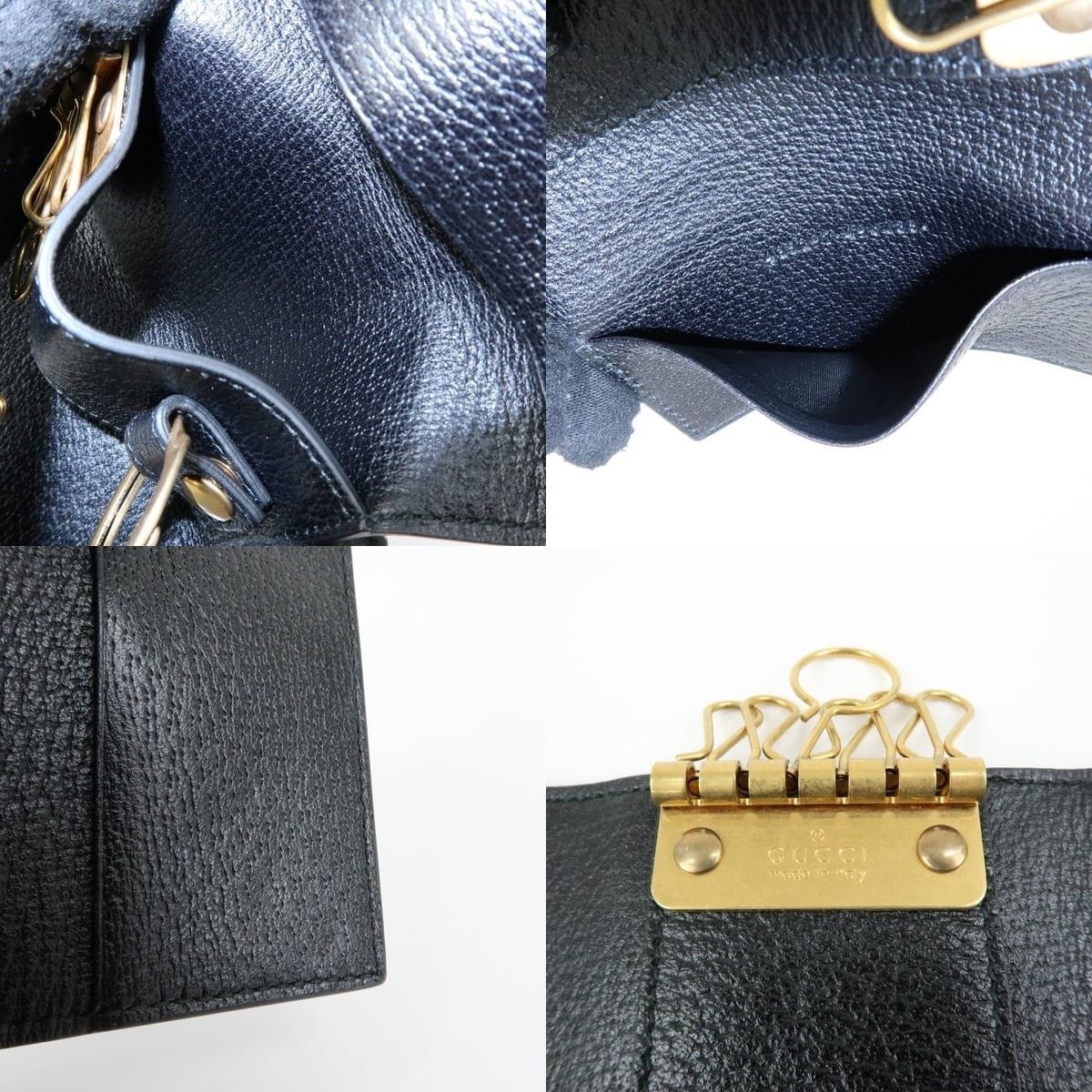 Gucci Gucci Sherry Line 6 Ring Key Holder Calfskin Black Size ONE SIZE - 7 Thumbnail