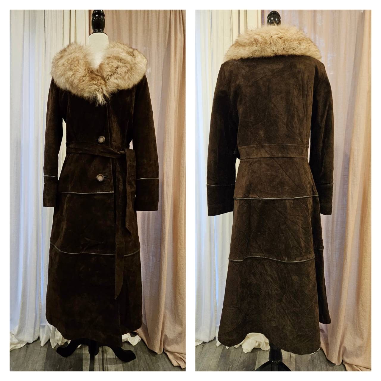 Vintage Vintage Suede Leather Fit-Flare Boho Princess Real Fur Coat Size M / US 6-8 / IT 42-44 - 2 Thumbnail