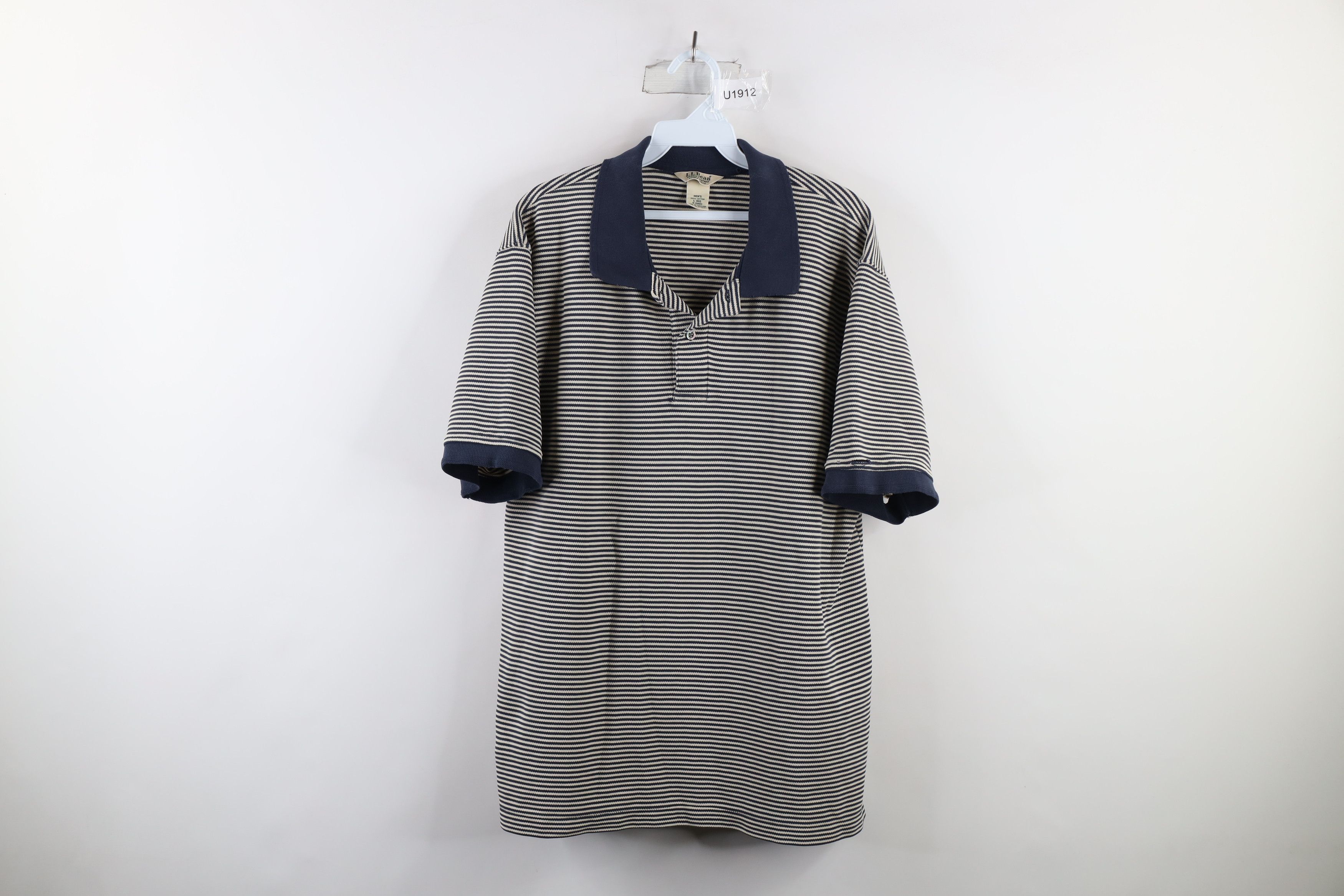 L.L. Bean × Vintage Vintage LL Bean Striped Double L Knit Collared Polo Shirt Size US L / EU 52-54 / 3 - 1 Thumbnail