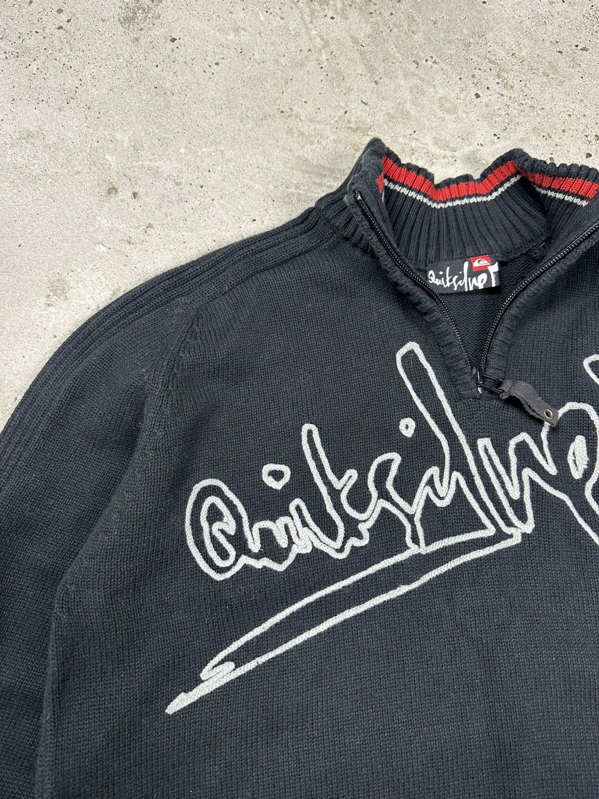 Quiksilver × Vintage Vintage Y2K Quiksilver Black Knit Sweater Embroidery Logo Size US S / EU 44-46 / 1 - 5 Thumbnail
