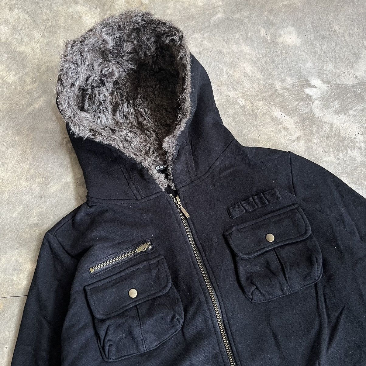 Japanese Brand 2000s Corn Flake Vkei Style Boxy Double Pocket Fur Jacket Size US M / EU 48-50 / 2 - 2 Thumbnail