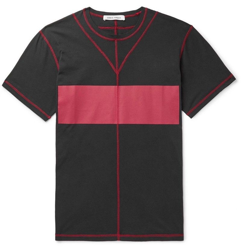 Craig Green SS19 Contrast-Trimmed Cotton-Jersey T-Shirt Size US S / EU 44-46 / 1 - 1 Thumbnail
