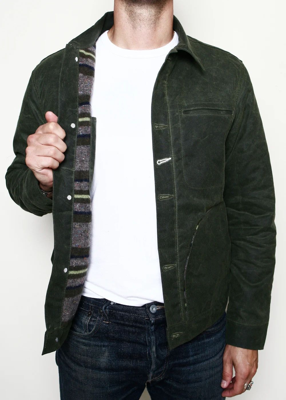 Rogue Territory Supply Jacket // Wool Lined Olive Waxed Ridgeline L ...