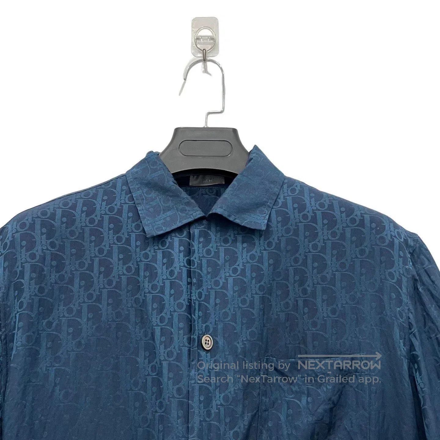 Dior Dior Silk Deep Blue Monogram Short Sleeve Shirt. Size US M / EU 48-50 / 2 - 3 Thumbnail