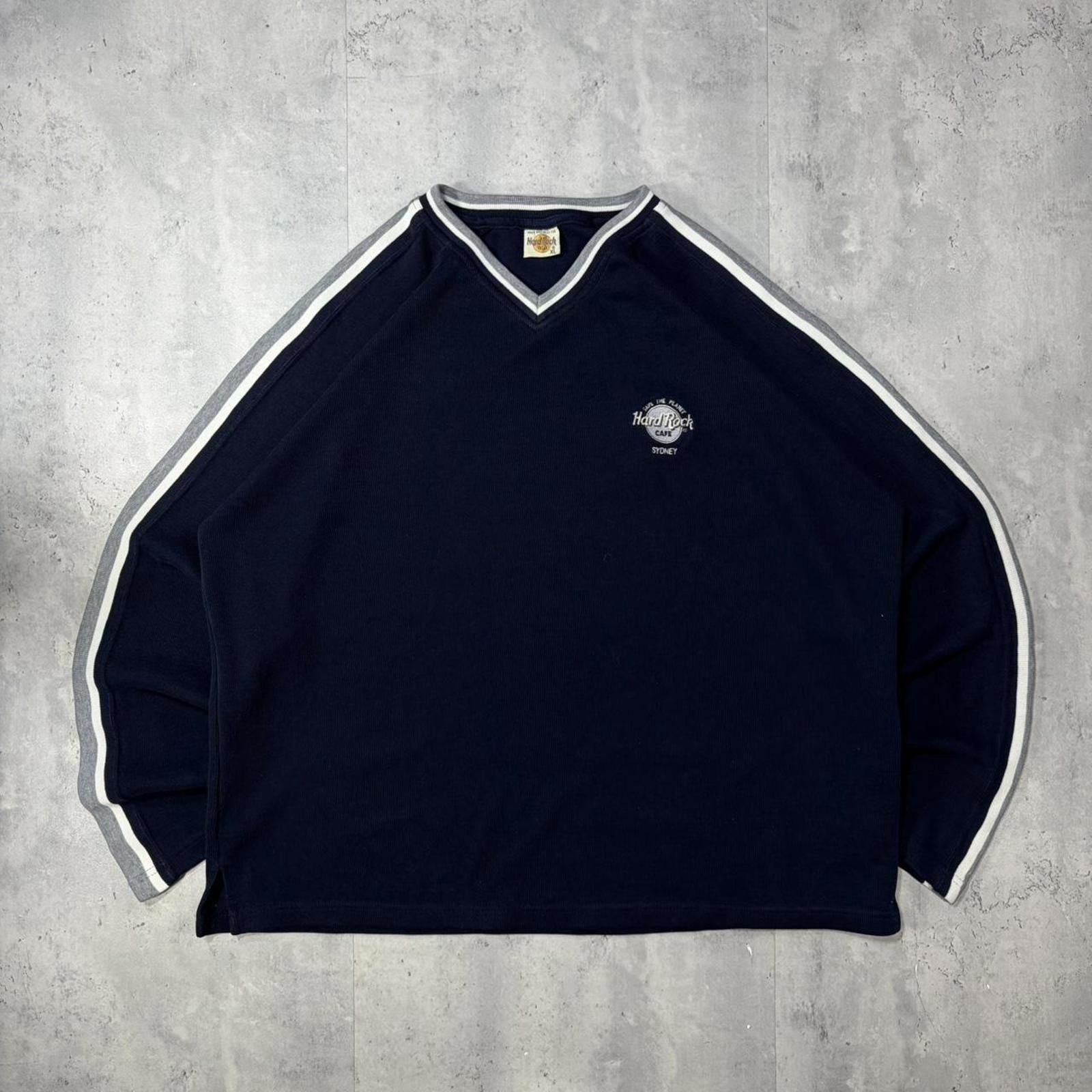 Hard Rock Cafe Vintage Navy Hard Rock Cafe Striped Knit Sweater Size US XL / EU 56 / 4 - 1 Thumbnail