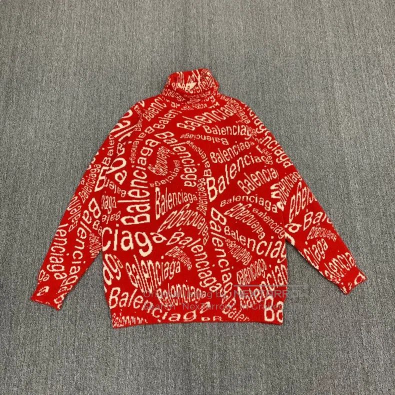 Balenciaga Balenciaga White and Red Barrage Full-Printed Logo Knit Sw Size US S / EU 44-46 / 1 - 1 Thumbnail