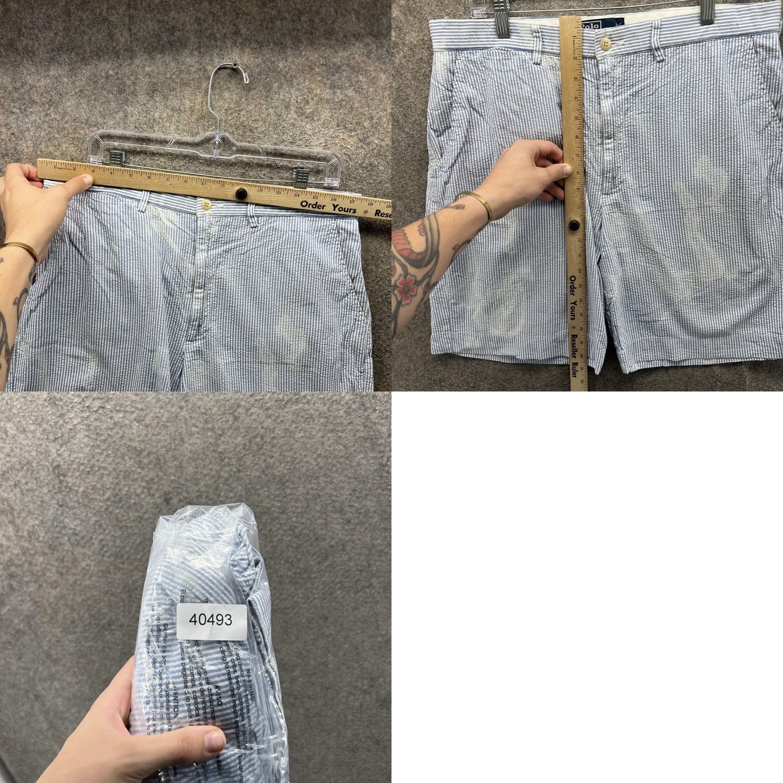 Polo Ralph Lauren Polo Ralph Lauren Shorts Mens 35 Blue Striped Seersucker Cotton Chino 9 Inseam Size US S / EU 44-46 / 1 - 8 Thumbnail