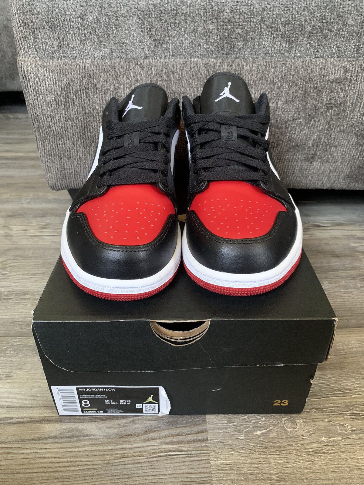Jordan Brand Air Jordan 1 Low Bred Toe Size US 8 / EU 41 - 2 Thumbnail