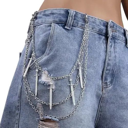 Jewelry Punk Street Sword Charm Pants Chains Size ONE SIZE - 2 Thumbnail