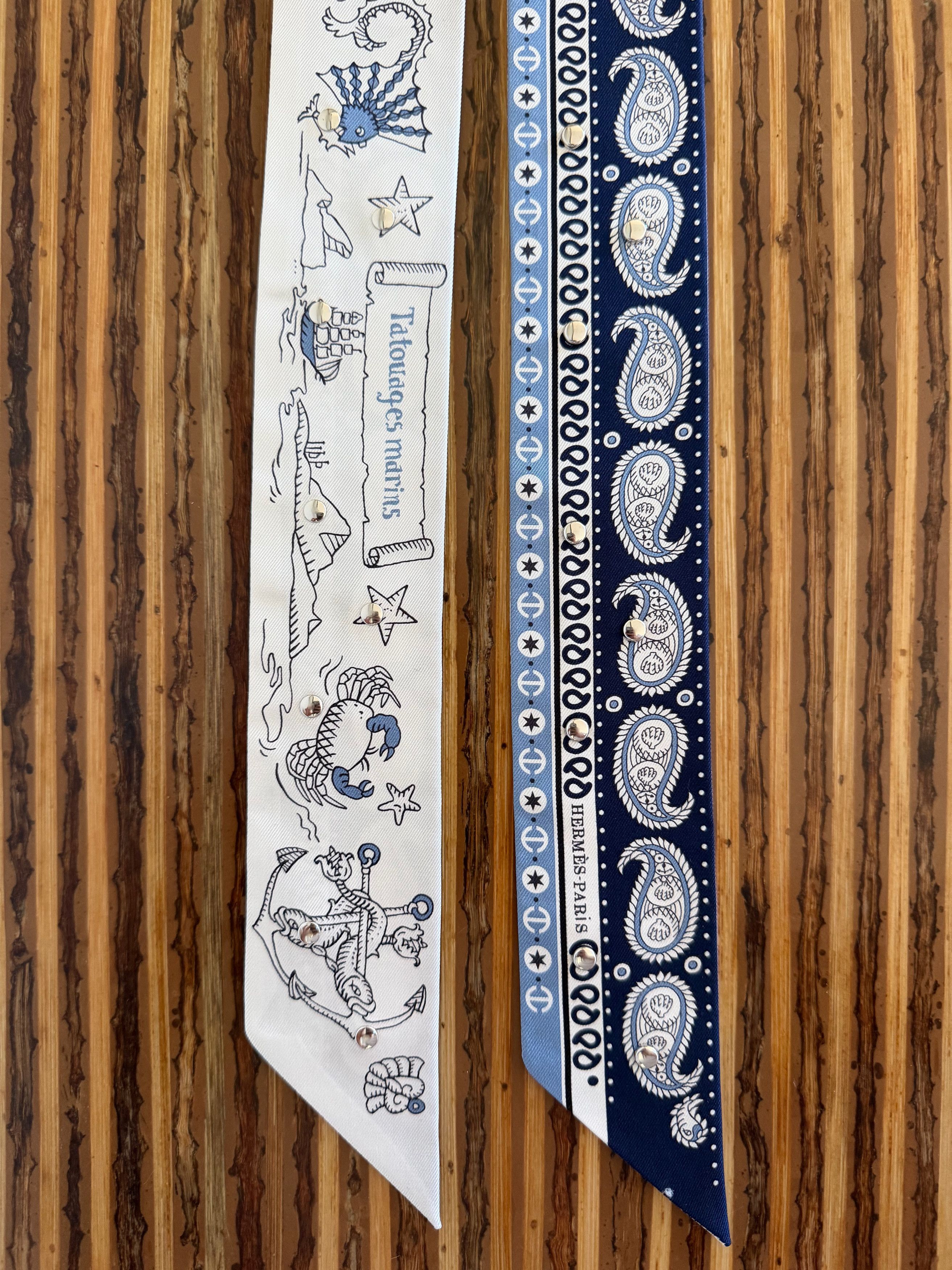 Hermes Scarf Twilly Tatouages Marins Bandana Studded Silk Jean Size ONE SIZE - 6 Thumbnail