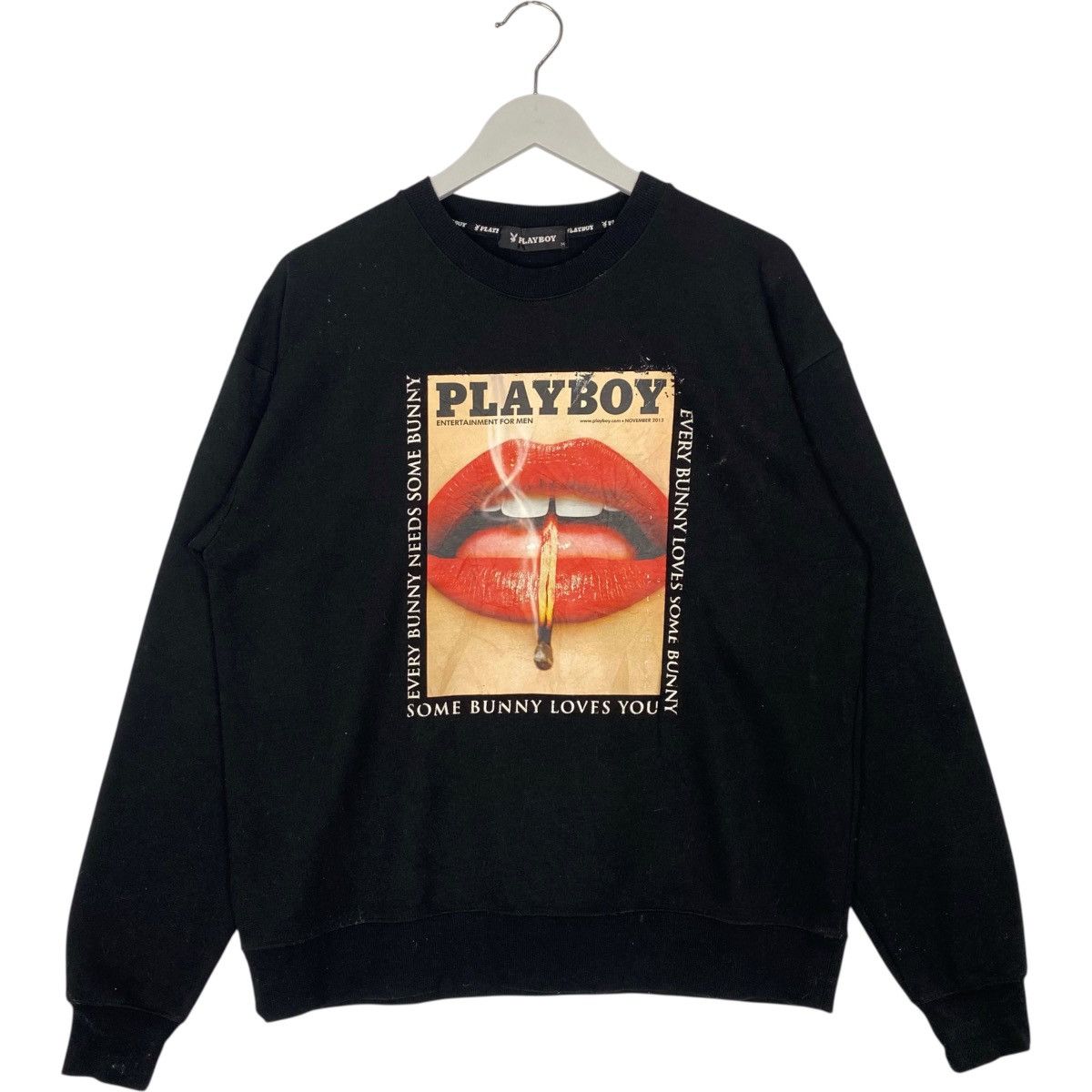 Vintage Playboy Big Logo Crewneck Sweatshirt Black Size M