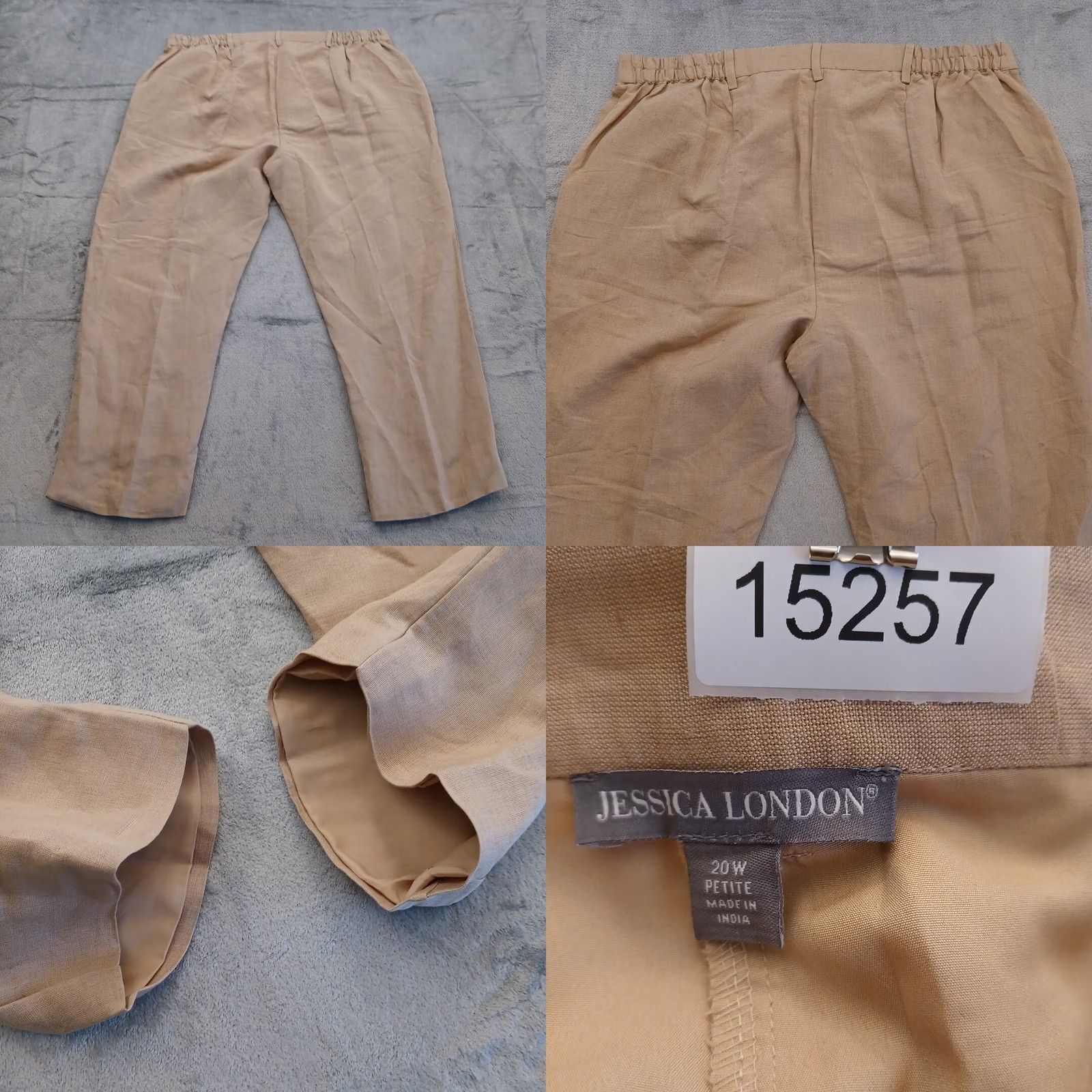 Vintage Jessica London Dress Pants Womens Plus Size 20WP Beige Linen Pleated Lined 40x28 Pants Womens Girls 40x28 Beige Linen Pleated Lined Pockets Size 27" / US 4 / IT 40 - 8 Thumbnail