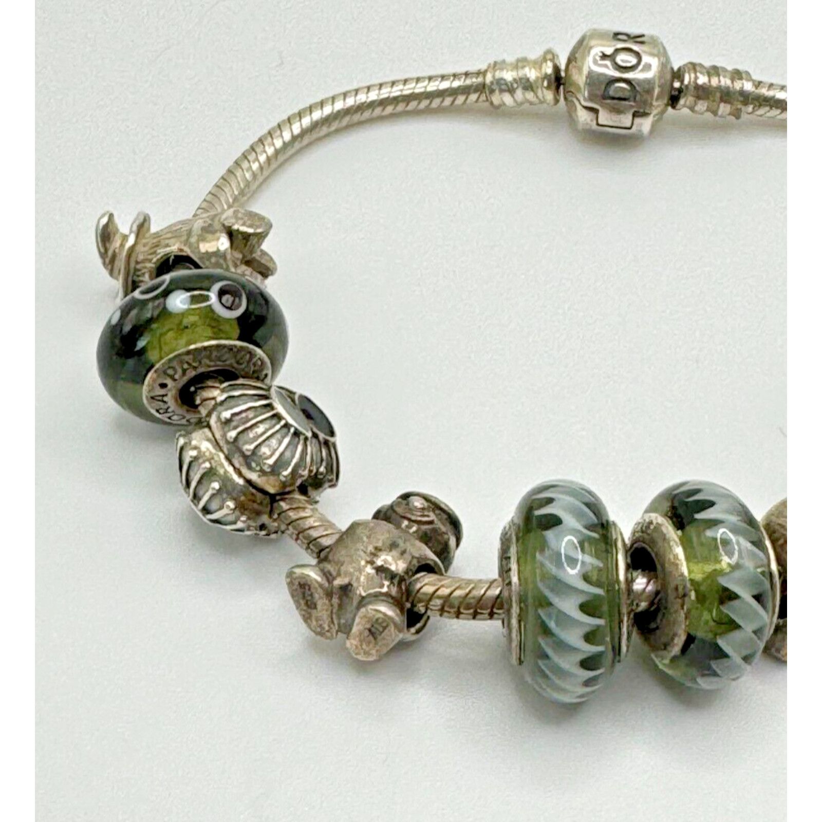 pandora Auth Pandora 925 sterling silver 7.5" bracelet w/10 charms Size ONE SIZE - 2 Thumbnail
