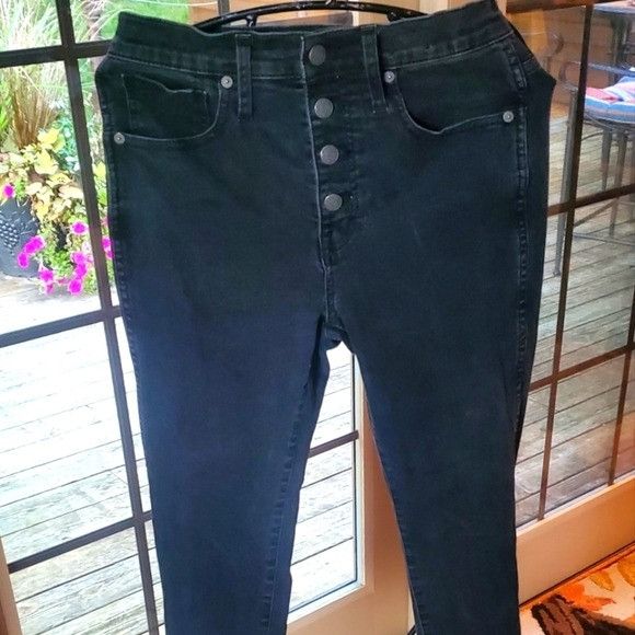 Madewell Madewell 10" High Rise Skinny Raw Edge Botton Fly Black Fros Size 27" / US 4 / IT 40 - 2 Thumbnail