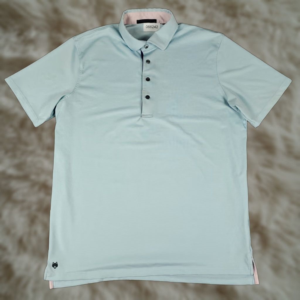 Vintage Greyson Polo Shirt Mens Size Large Blue Striped Wolf Print Golf Shirt Size US L / EU 52-54 / 3 - 1 Thumbnail