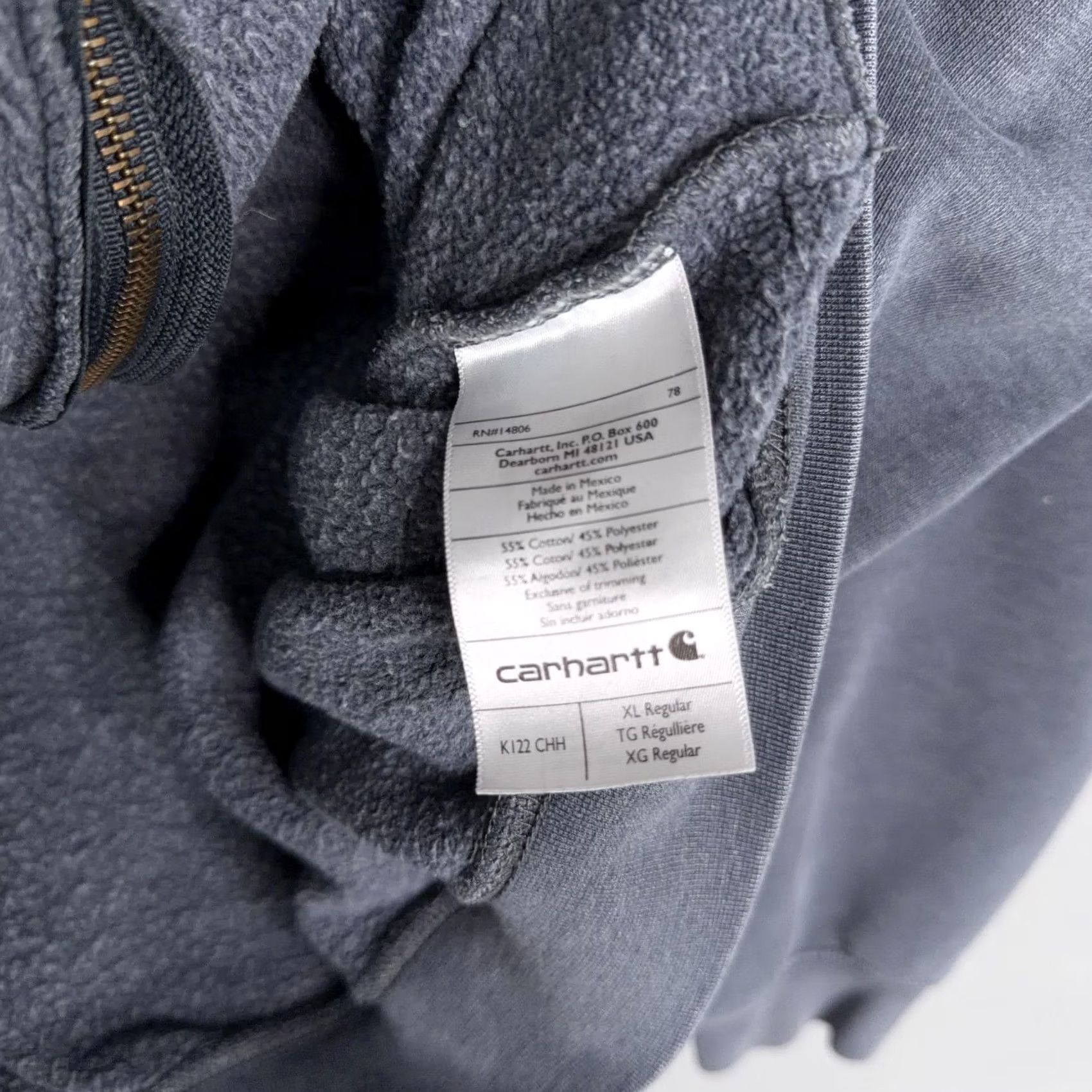 Carhartt Carhartt Hoodie Mens XL Gray Full Zip Fleece Lined Livonia Public Schools Logo Size US XL / EU 56 / 4 - 7 Thumbnail