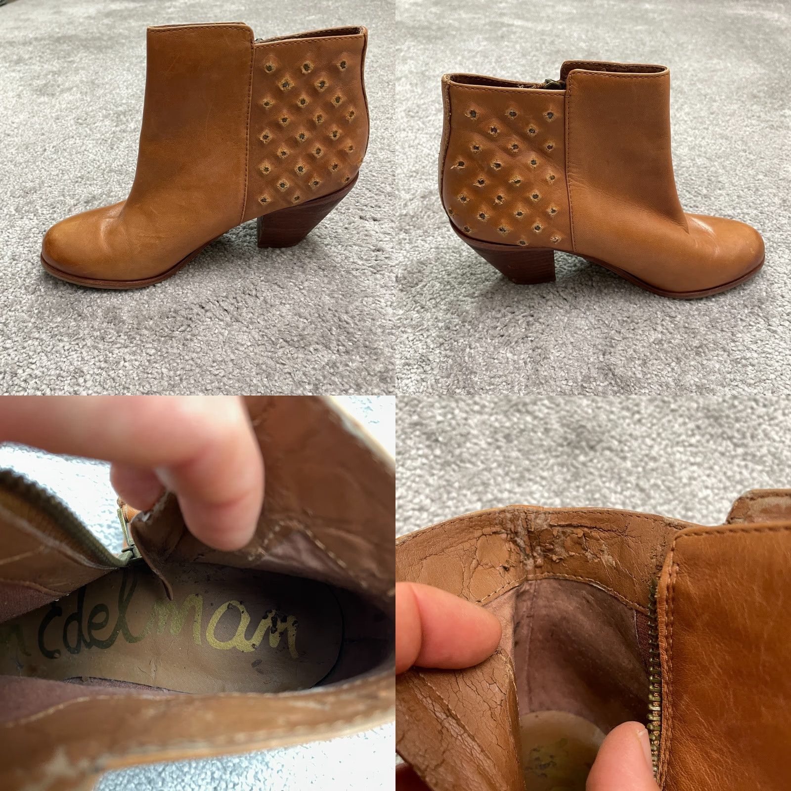Sam Edelman Sam Edelman Lucille Brown Leather Ankle Boots Womens 6.5 Studded Block Heels Western Style Casual Size US 6 / IT 36 - 8 Thumbnail