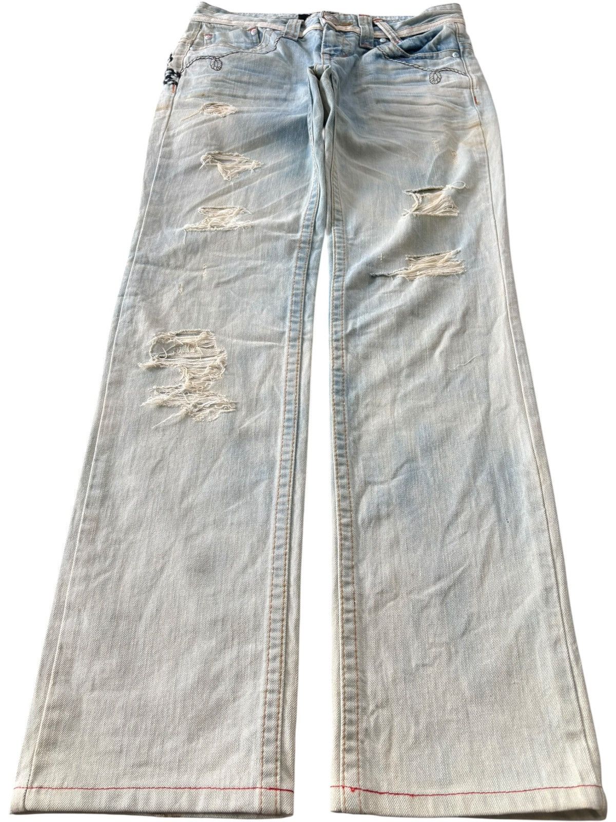 Hysteric Glamour Vintage Red Pepper Bleached Distressed Loose Jeans Size 30" / US 8 / IT 44 - 1 Thumbnail