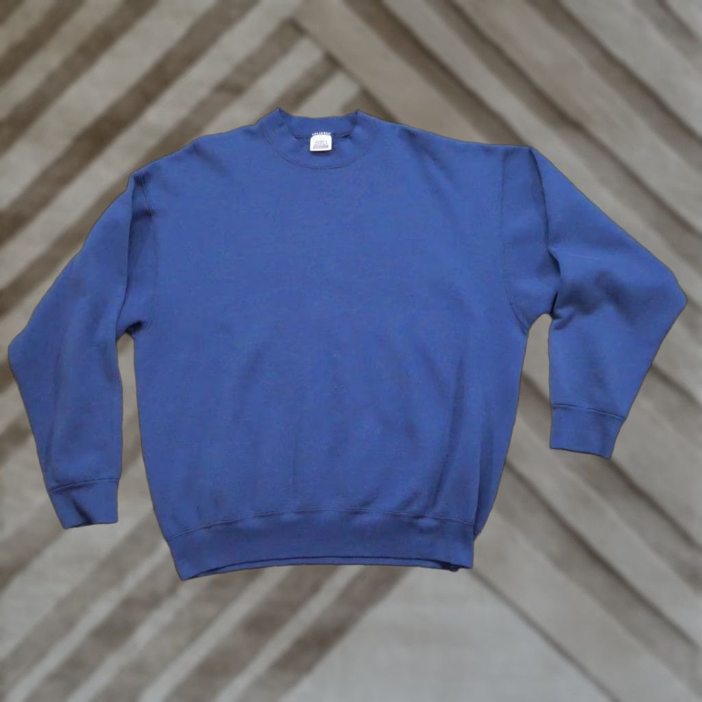Vintage VINTAGE Sweatshirt Mens XL Blue Pullover 90s Cotton Fleece Logo Crew Neck Regular 7/10 Brand Vintage Size US XL / EU 56 / 4 - 1 Thumbnail