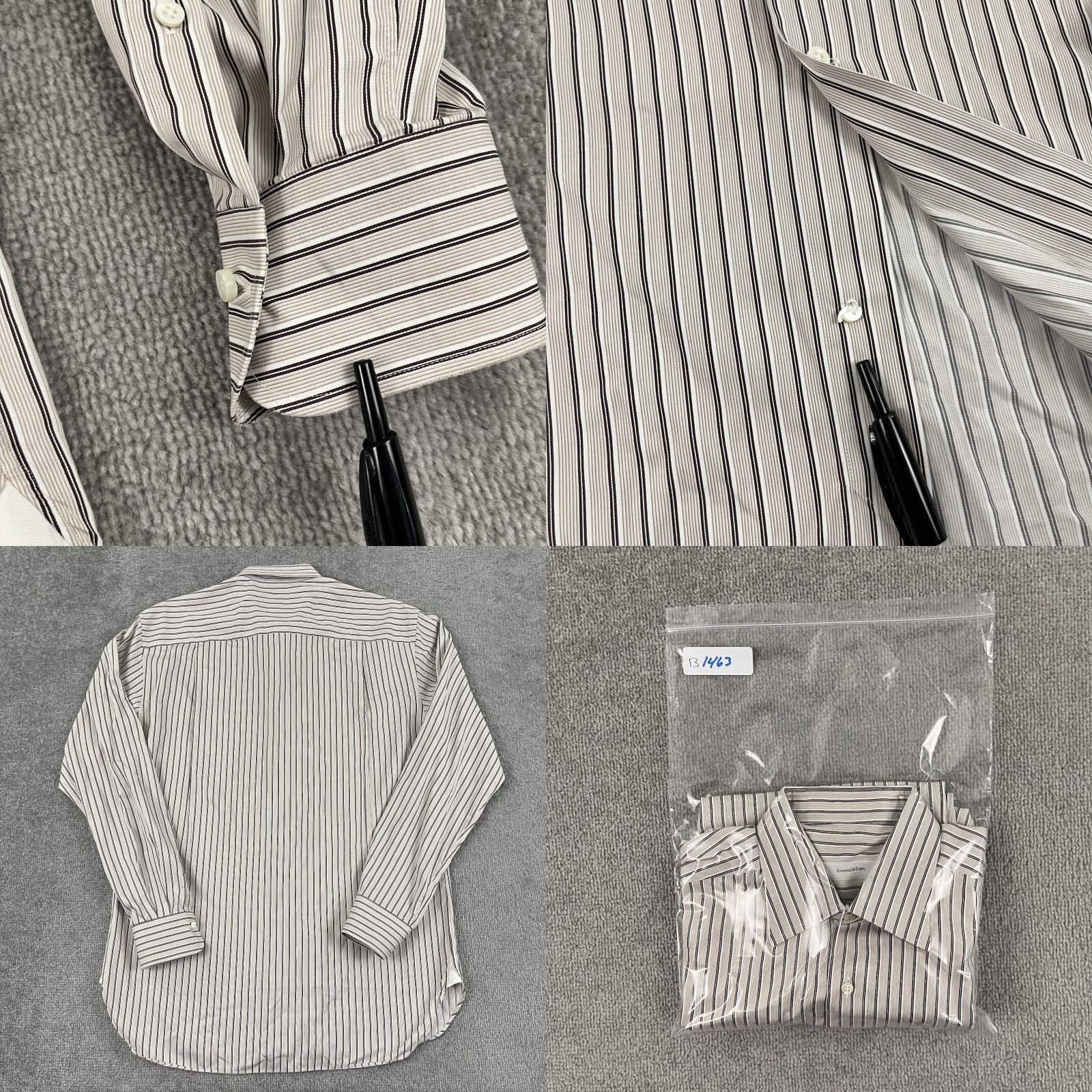 Ermenegildo Zegna Ermenegildo Zegna Dress Shirt Mens Large 16 Muted Pink Striped Long Sleeve Button Up Size 42R - 8 Thumbnail