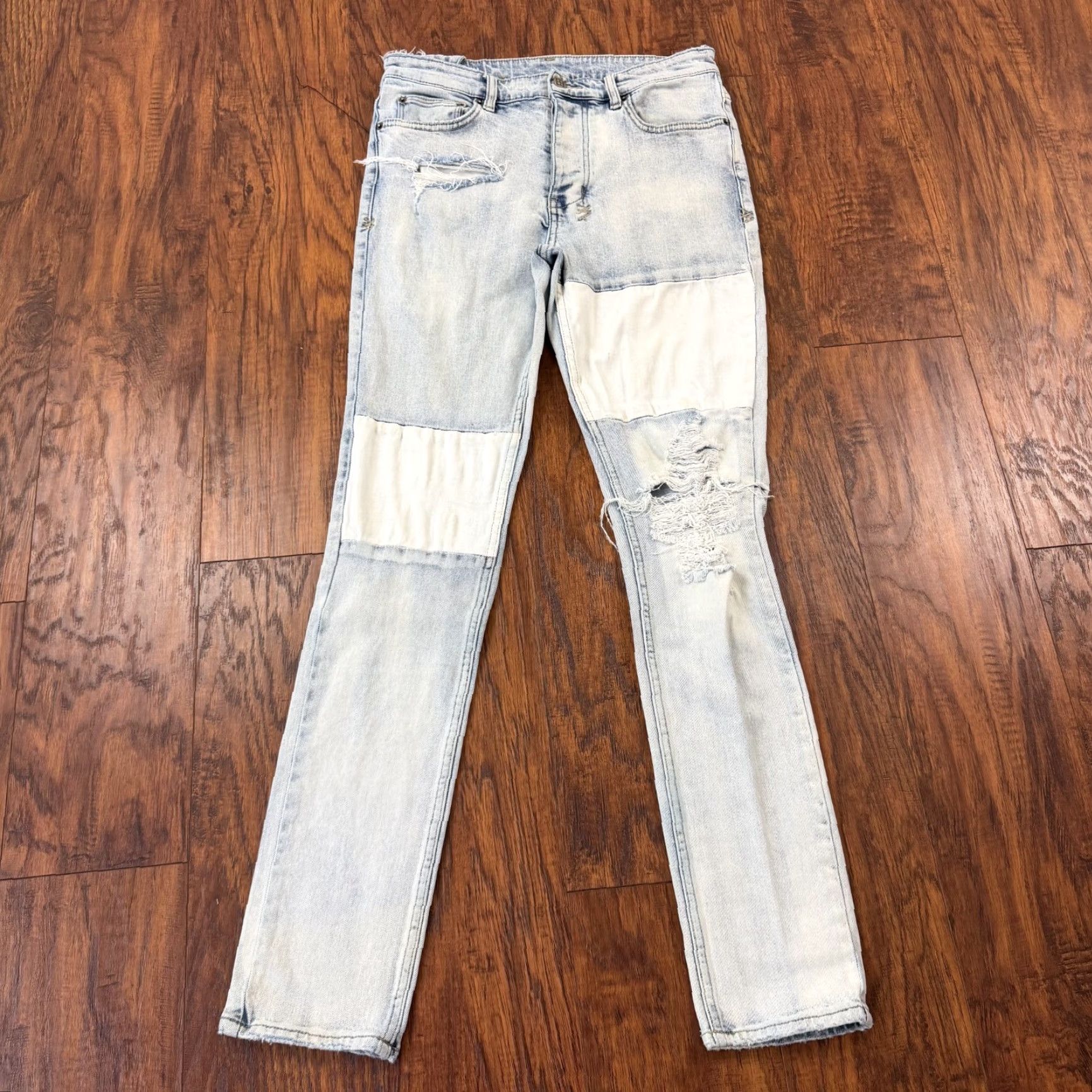 Ksubi Ksubi Jeans Mens 32 Skinny Light Wash Distressed Stretch Denim Chitch Mayhem Jeans Slim Men 32 Inch Inseam 31 Blue Size US 32 / EU 48 - 2 Thumbnail