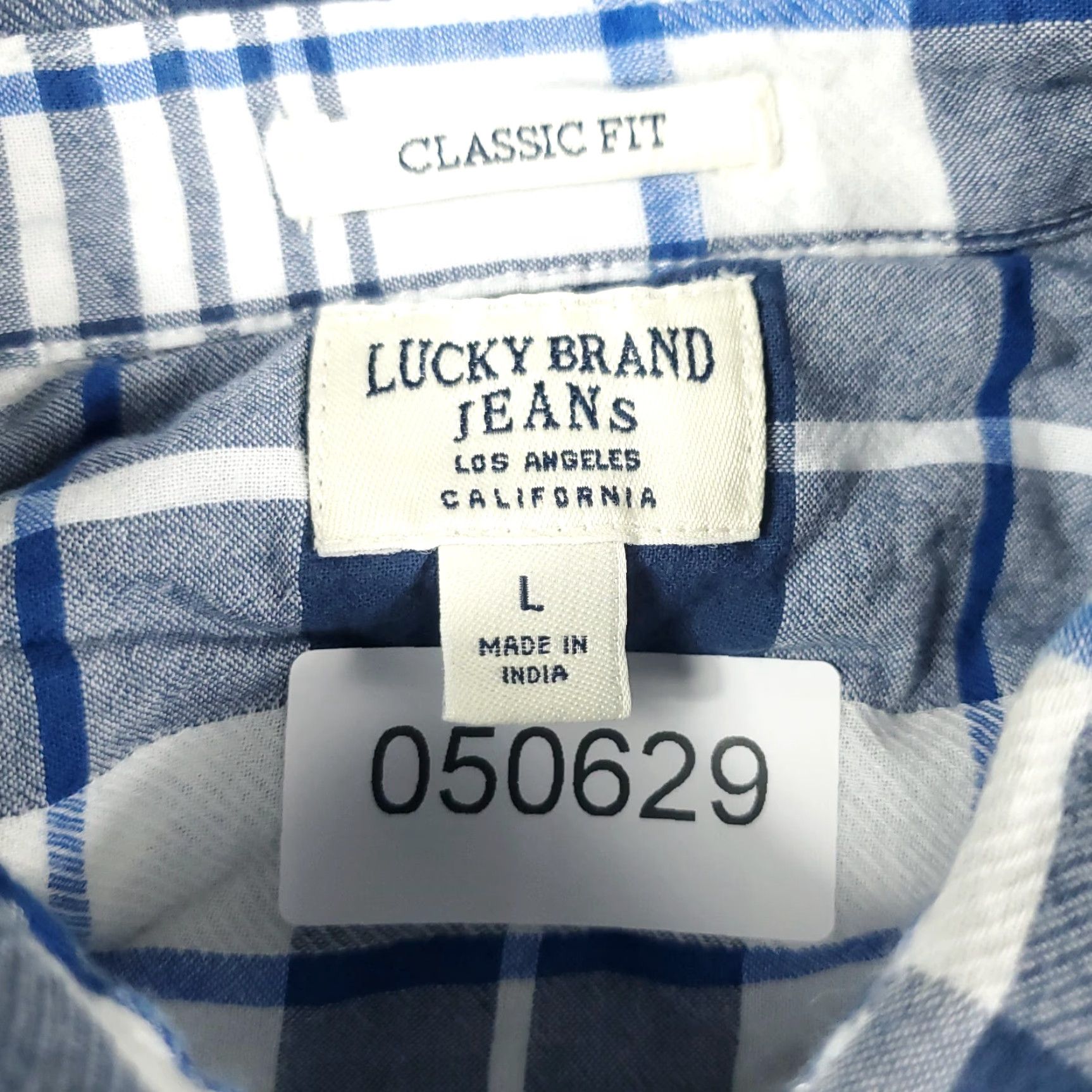 Lucky Brand Lucky Brand Blue Plaid Western Button-Up Shirt Mens Large Long Sleeve Pearl Snap Size US L / EU 52-54 / 3 - 6 Thumbnail
