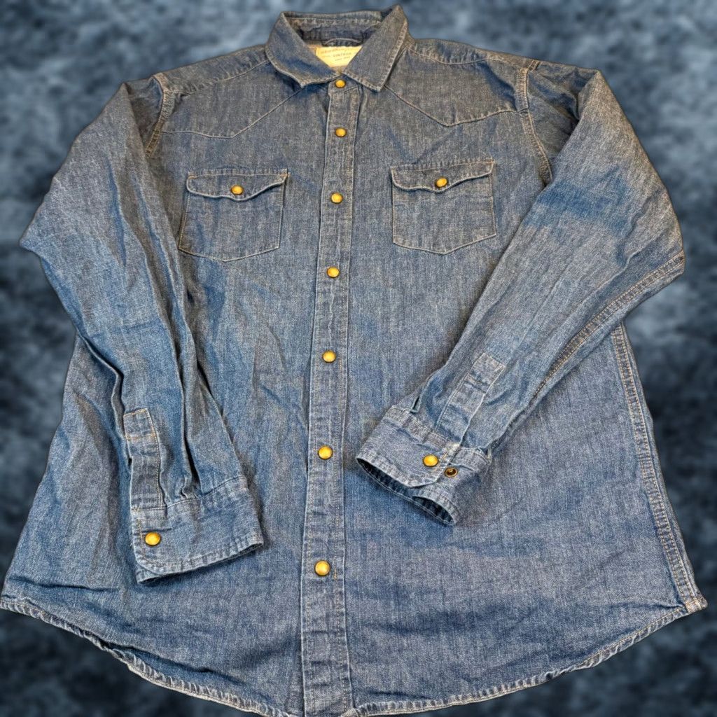 Weatherproof VINTAGE Weatherproof Shirt Denim Blue Western Snap Front Mens Large Size US L / EU 52-54 / 3 - 1 Thumbnail