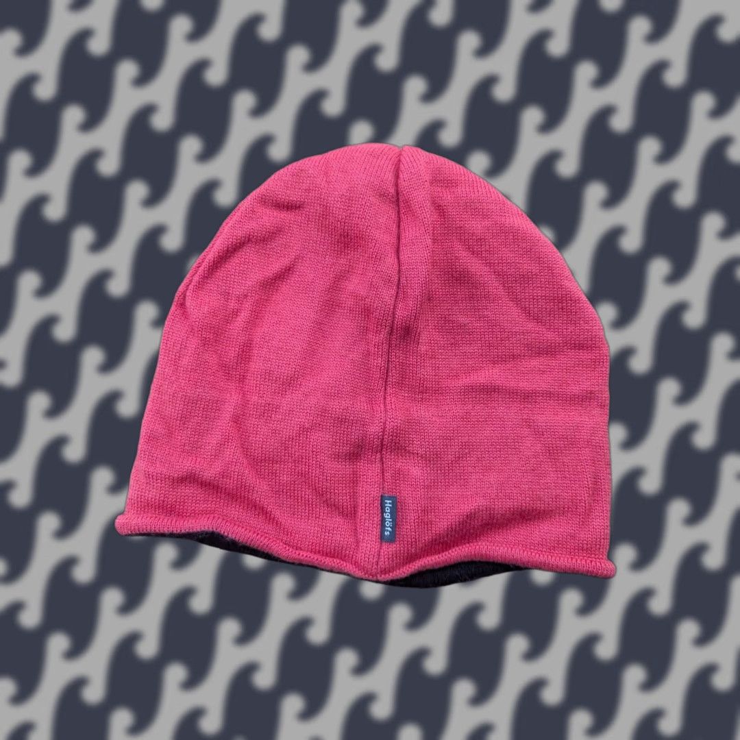 Pinko Haglofs Womens Beanie Hat One Size Pink 50% Merino Wool Lined Lightweight Knit Casual Reversible Tab Size ONE SIZE - 1 Thumbnail
