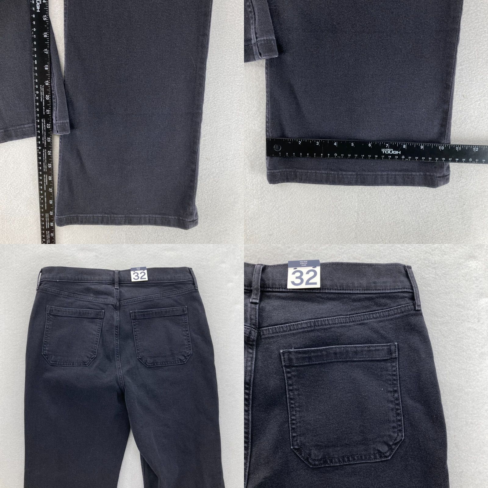 Gap GAP Jeans Women's 70s Flare Black Denim High Rise Stretch retro Y2K 14 Short Regular Collection Size 24" / US 00 / IT 34 - 8 Thumbnail