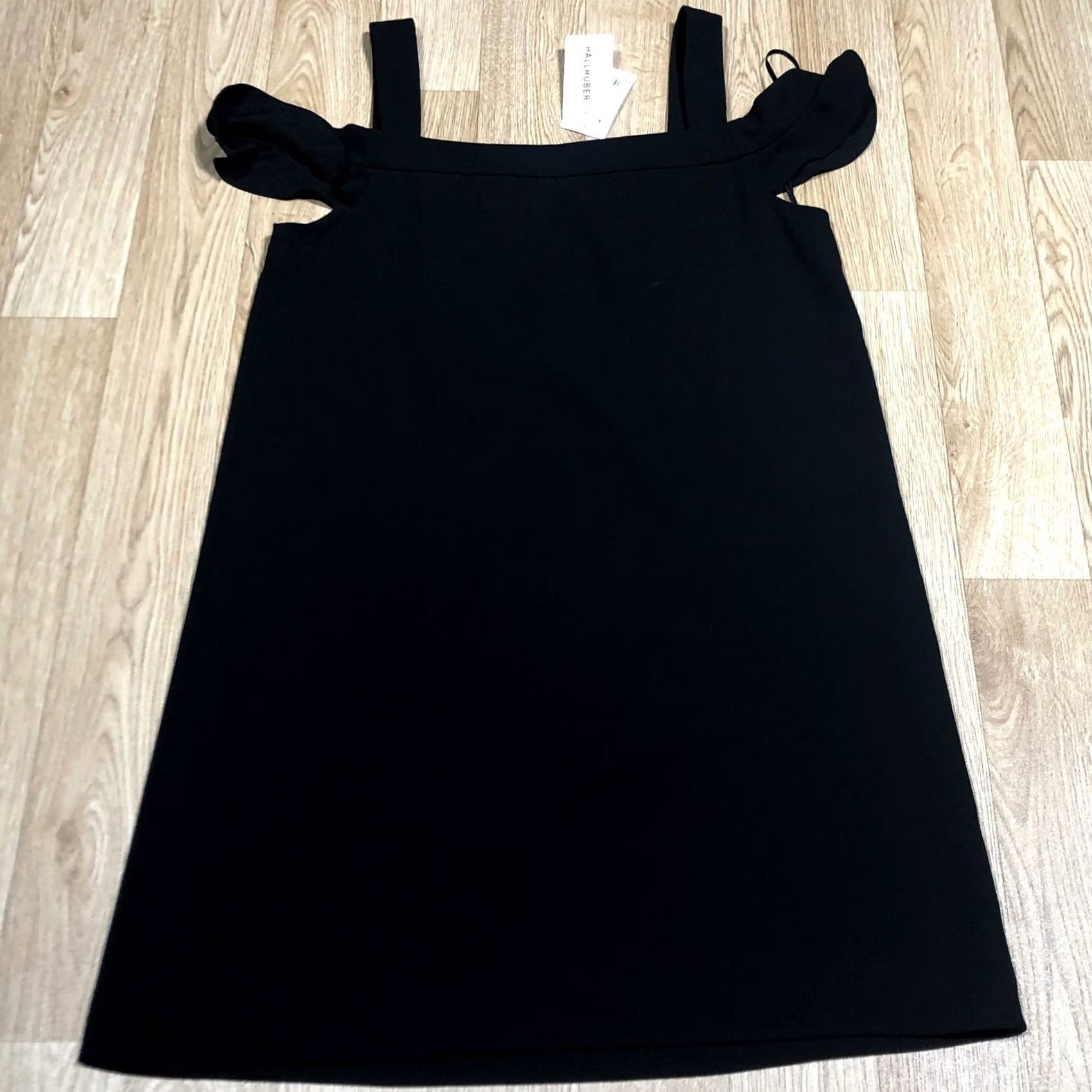 Vintage Hallhuber dress Kleid Schwartz Off-the-shoulder with flounce Size UK 14 Bnwt Size XL / US 12-14 / IT 48-50 - 2 Thumbnail