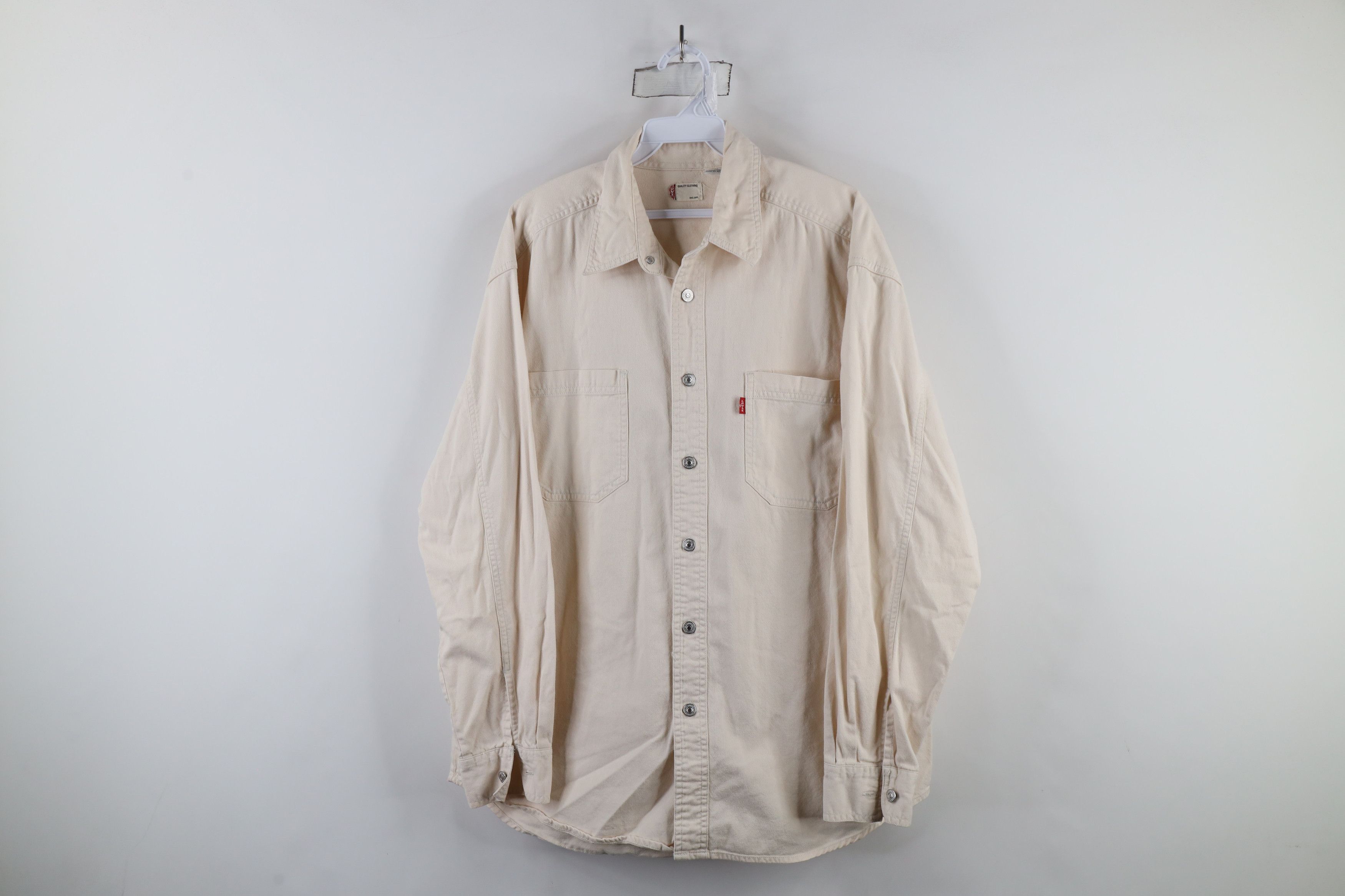 Levi's × Vintage Vintage Y2K 2003 Levis Collared Button Shirt Cream Cotton Size US M / EU 48-50 / 2 - 1 Thumbnail