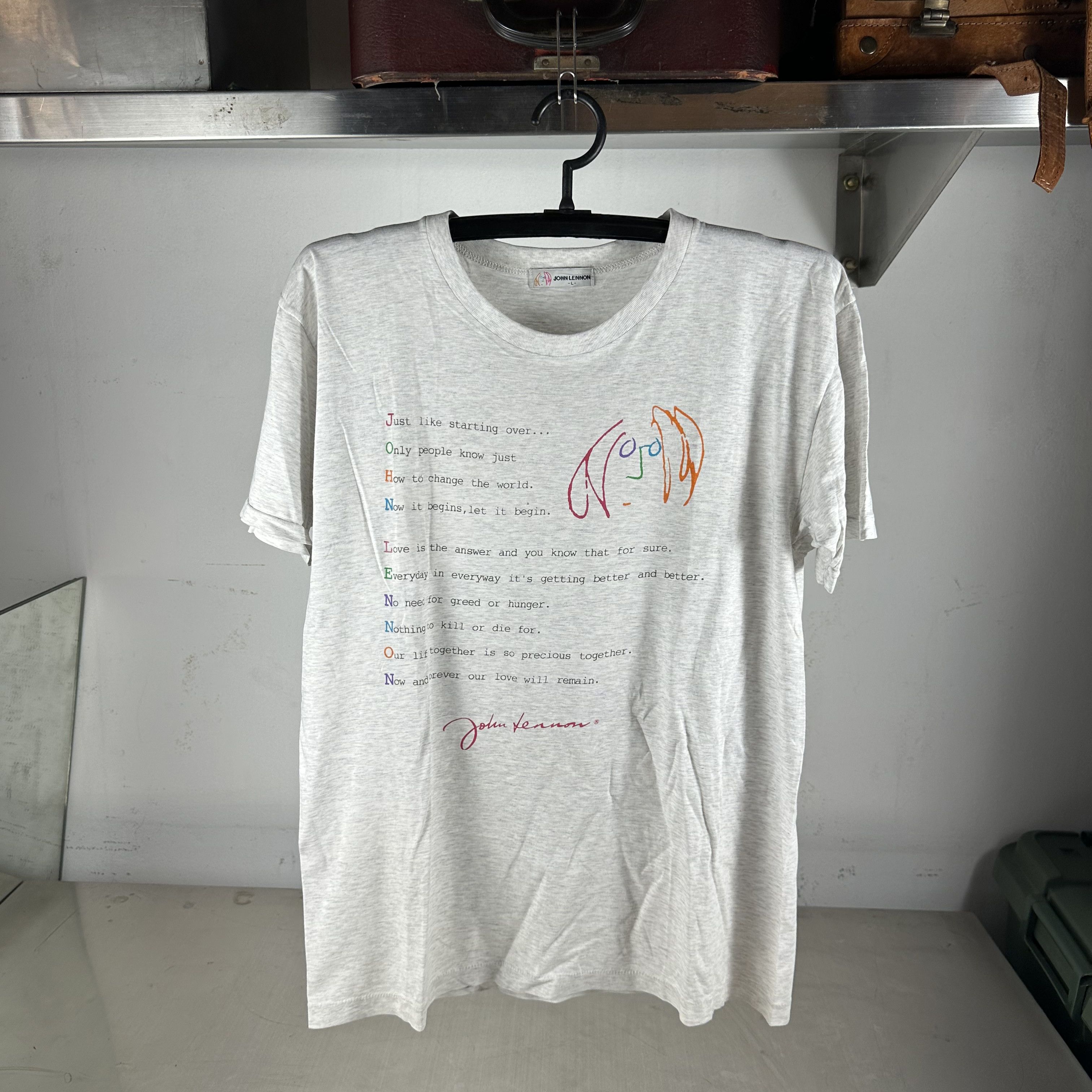Vintage 90s John Lennon The Beatles Typography Art T-shirt 