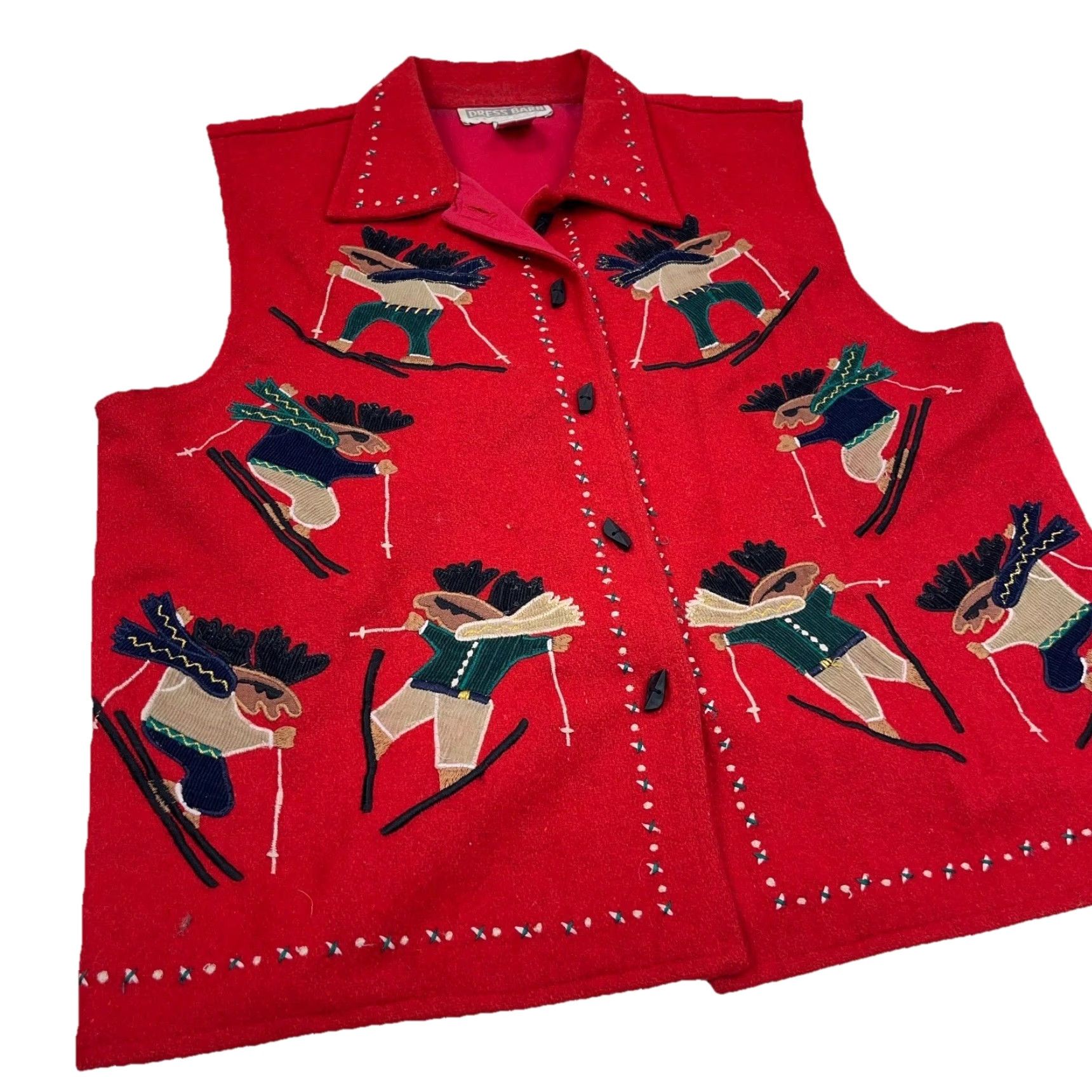 Vintage VINTAGE Christmas Vest Women Large Red Wool Acrylic Knit 90s Retro Cardigan Skiing Reindeer Logo Heavyweight Muscle Women Size L / US 10 / IT 46 - 5 Thumbnail