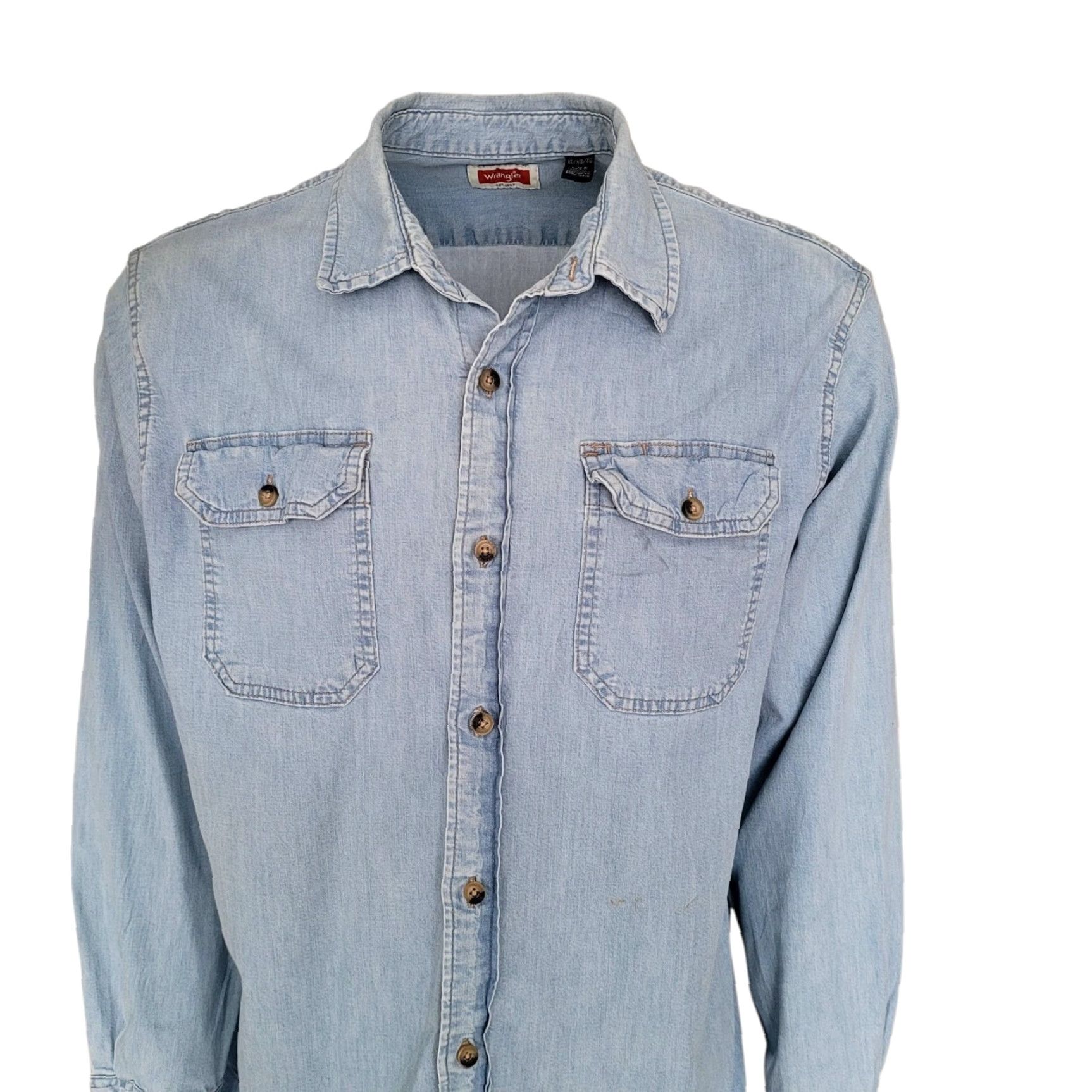Wrangler Vintage Wrangler Long Sleeve Denim Shirt XL Light Blue Western Pearl Snap USA Mens Size US XL / EU 56 / 4 - 3 Thumbnail