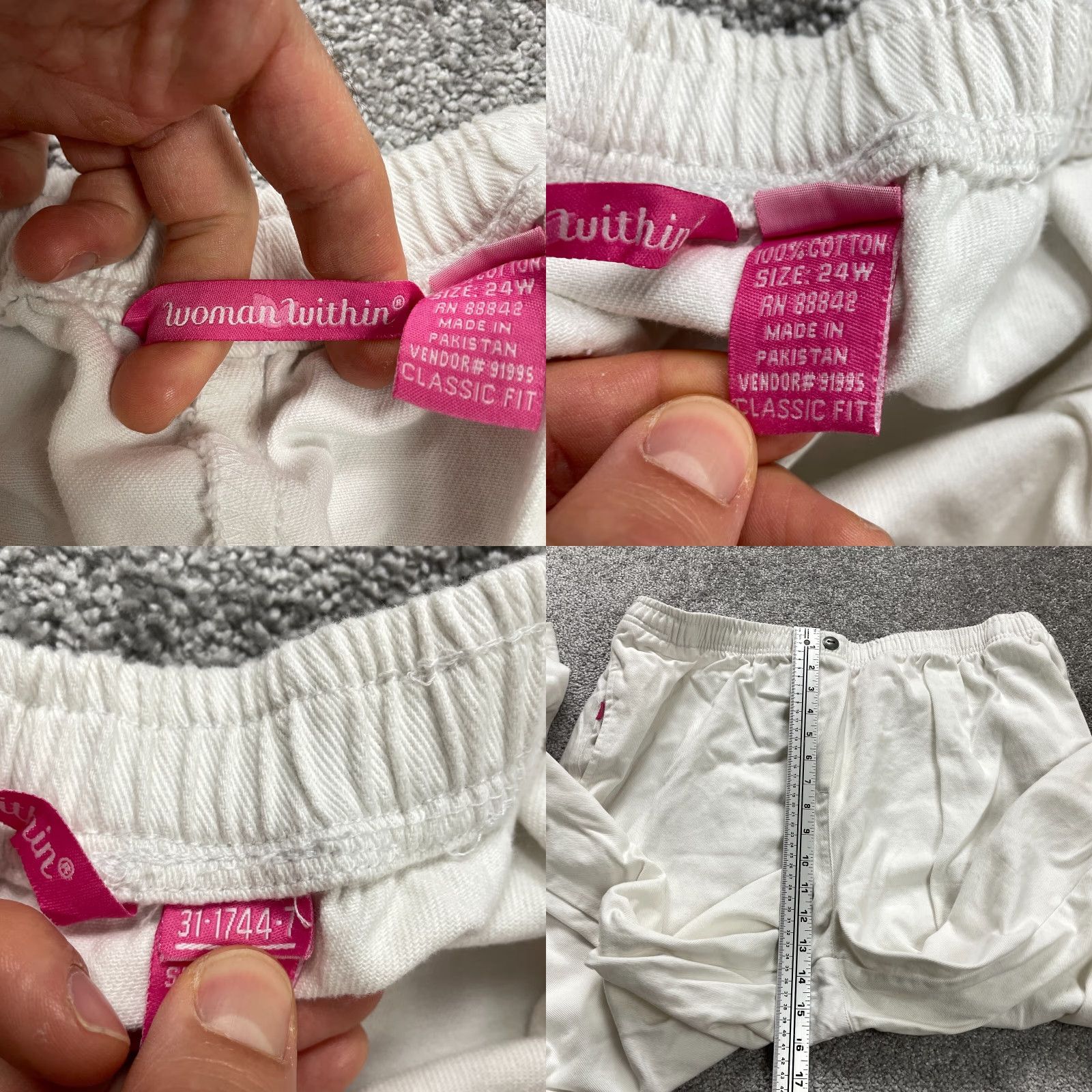Vintage Woman Within Jeans Women Adult 24 White Denim High Rise Elastic Waist Straight Leg Plus Size Size 42" / US 20 - 8 Thumbnail