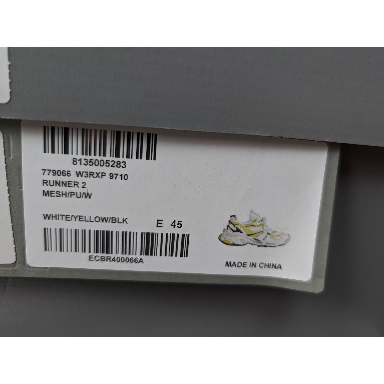 Balenciaga o1rshd1 Runners 2 Sneakers in White/Yellow/Black Size US 12 / EU 45 - 12 Thumbnail