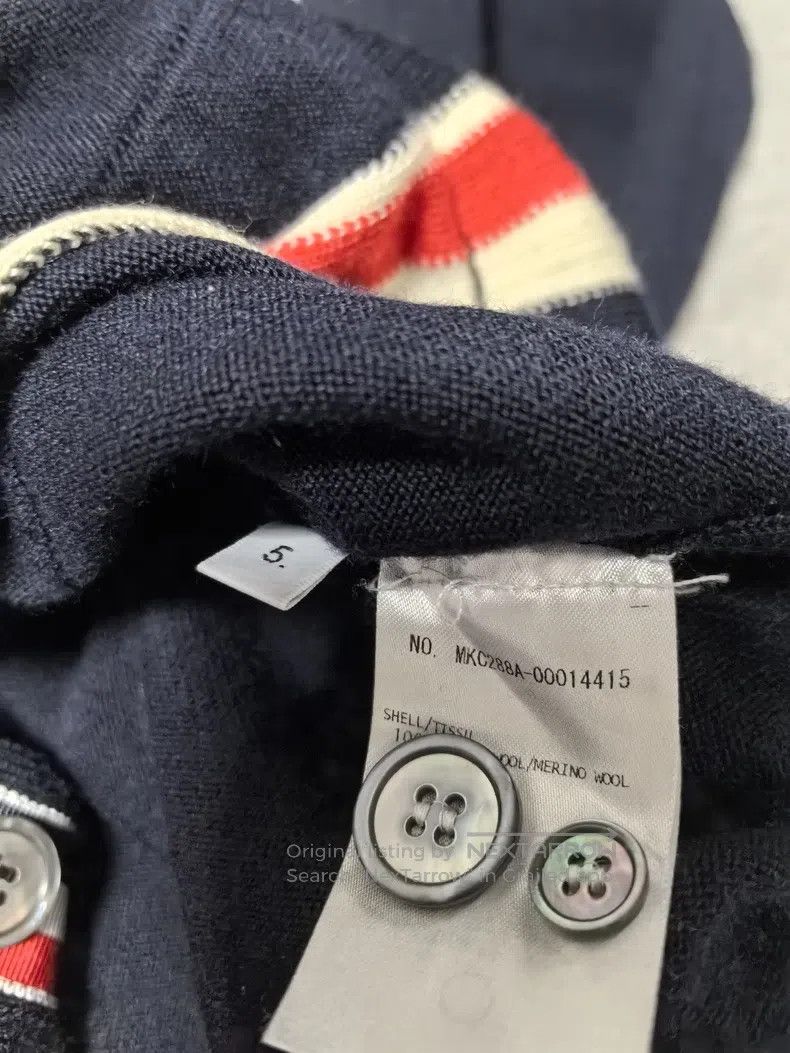 Thom Browne Thom Browne Navy Blue V-Neck Cardigan Size US XXL / EU 58 / 5 - 4 Thumbnail