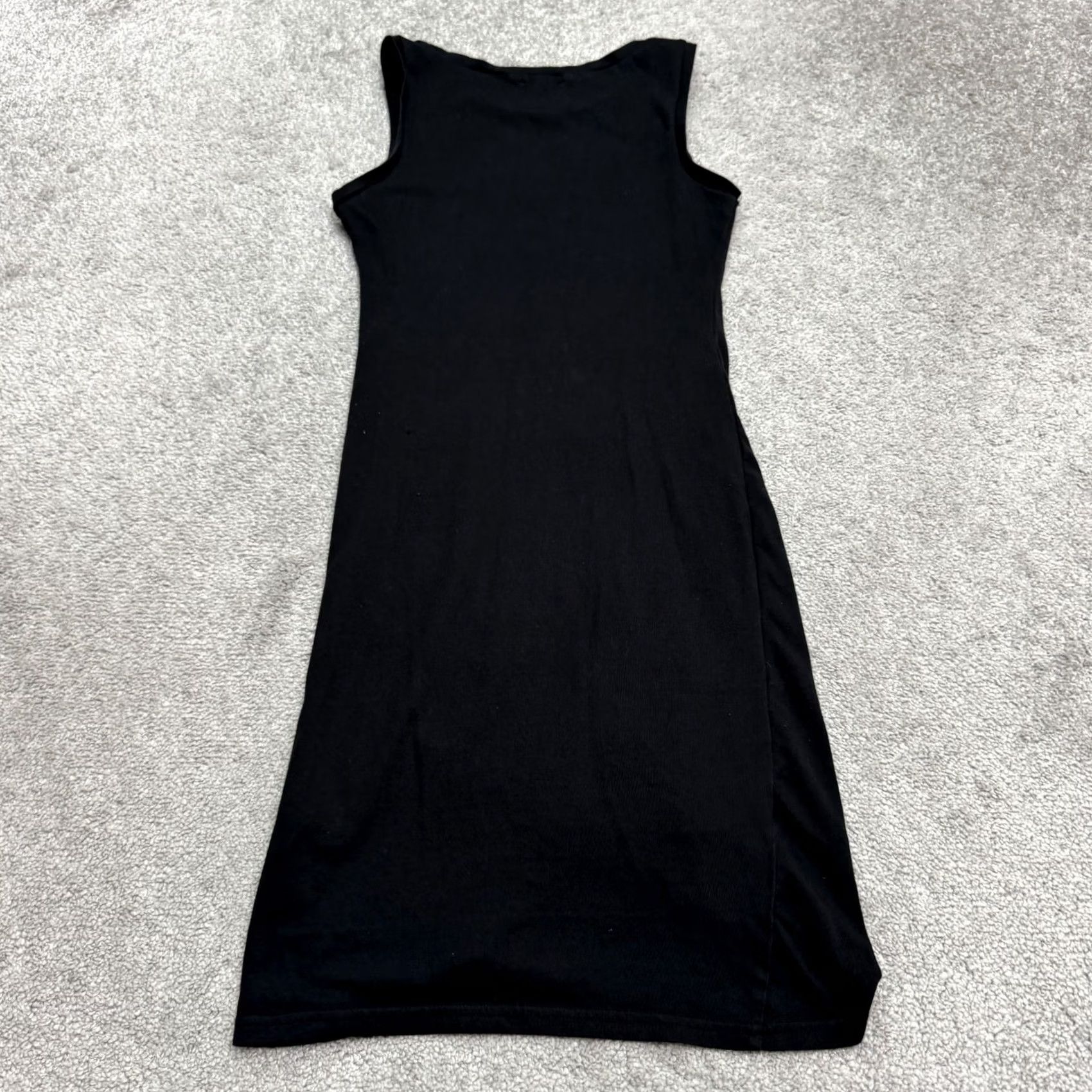 Vintage Leith Bodycon Midi Dress Womens Small Black Sleeveless Stretch Ruched Tulip Hem Casual Workwear Size S / US 4 / IT 40 - 2 Thumbnail