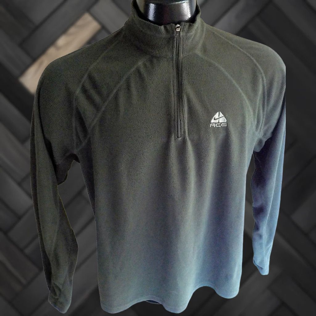 Nike ACG NIKE ACG Shirt Long Sleeve Thermal 1/4 Zip Olive Green Women Medium Athletic Casual Sports Size M / US 6-8 / IT 42-44 - 1 Thumbnail