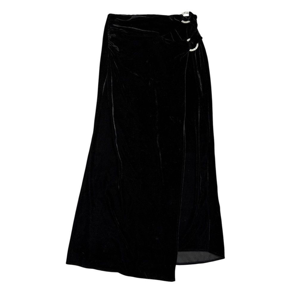 Zara NWT New Zara Rhinestone Ring Velvet Midi Wrap Black Skirt S Size 28" / US 6 / IT 42 - 3 Thumbnail