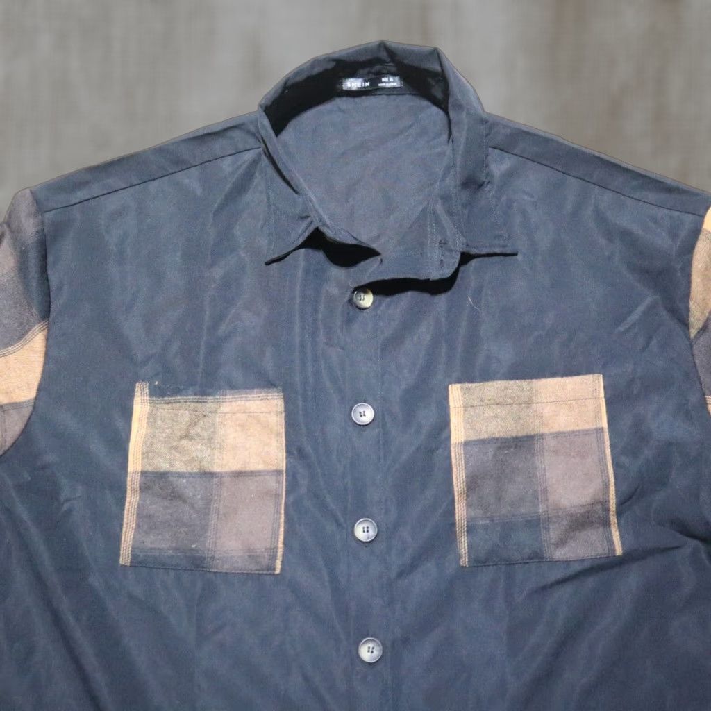Shein VINTAGE Shein Shirt Men L Black Plaid Patch Pocket Button-Up Adult Large Size US L / EU 52-54 / 3 - 1 Thumbnail