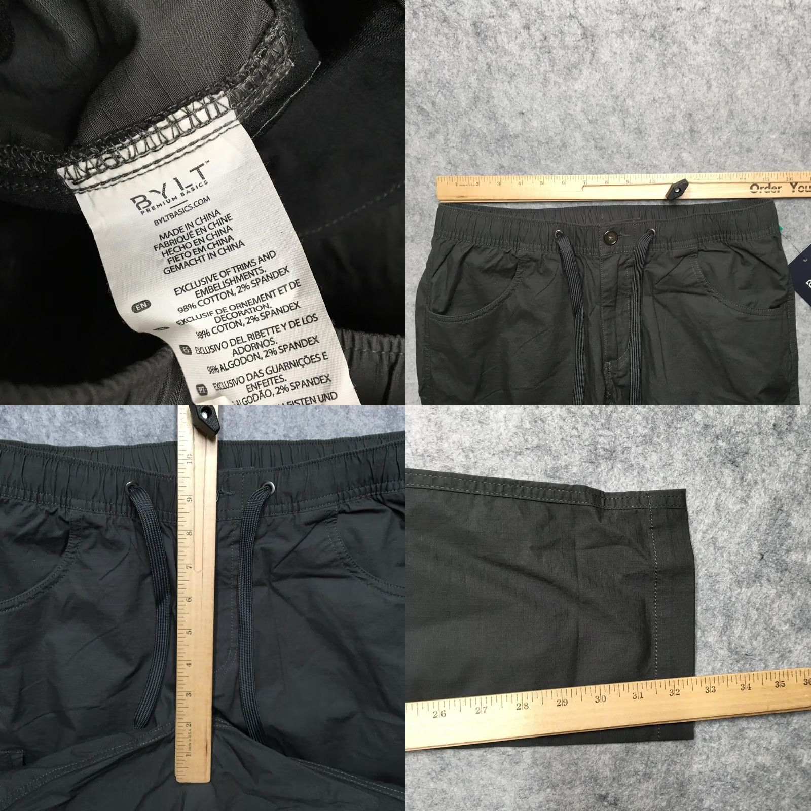 Vintage BYLT The BYLT Pant Charcoal Medium Mens Regular Stretch Chino Pants Casual Travel Lightweight Cotton Spandex Size US 31 - 8 Thumbnail